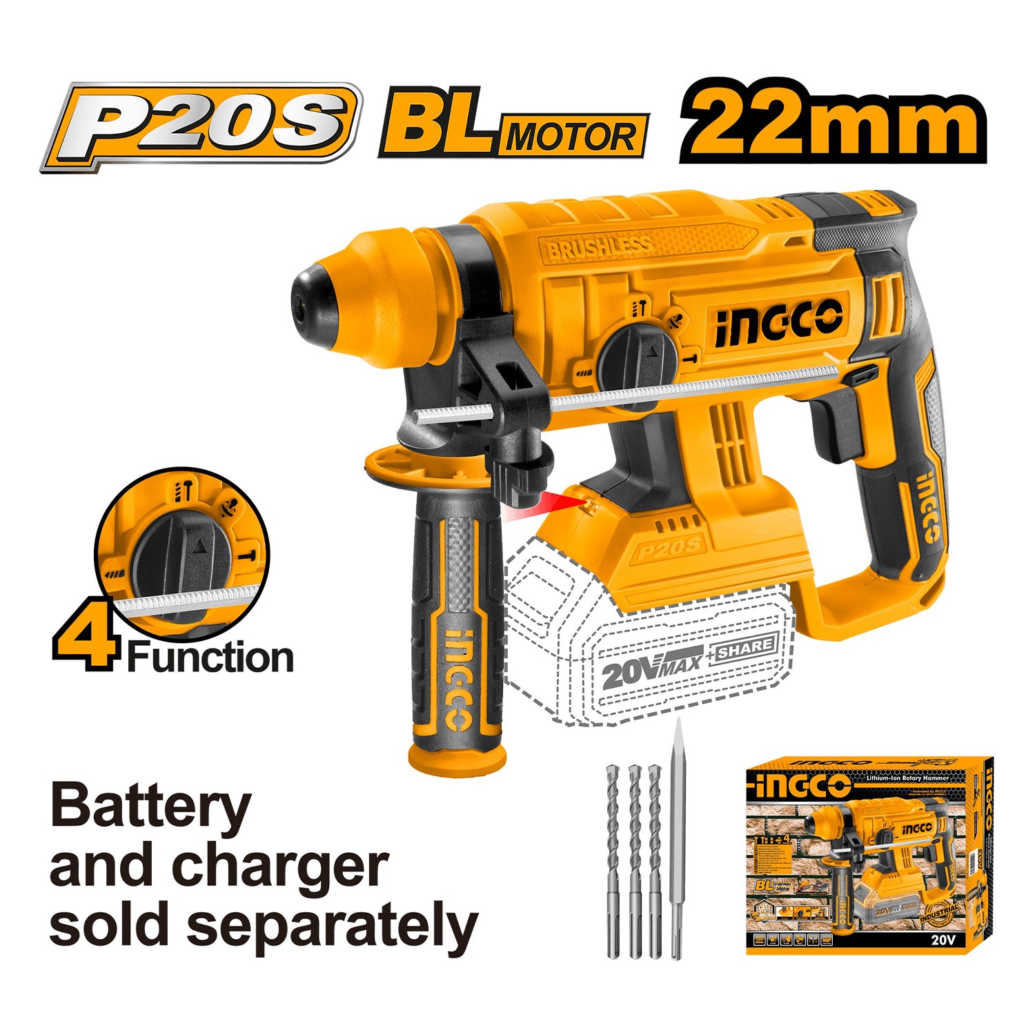 Priemyselné búracie kladivo s bezuhlíkovým motorm 20V