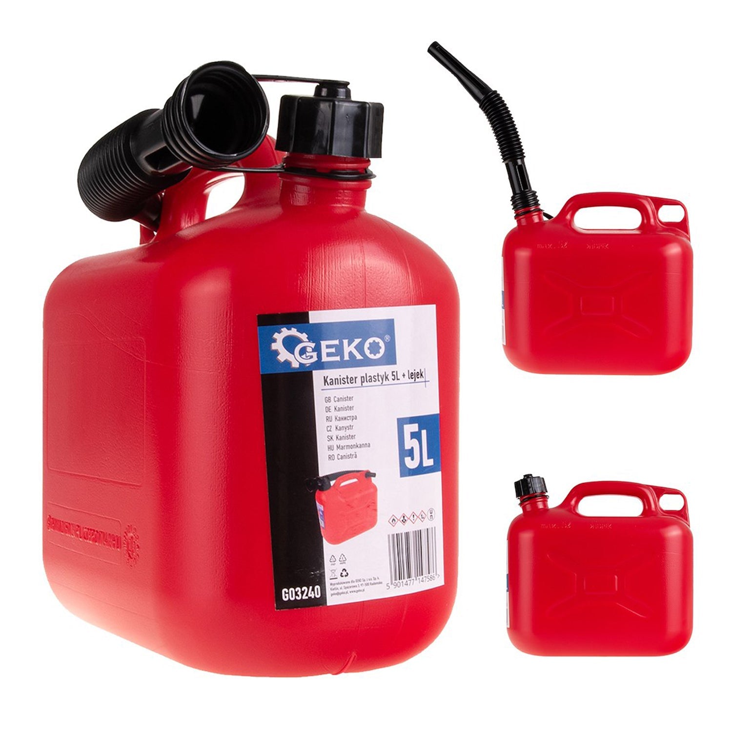 Plastový kanister s lievikom 5l GEKO