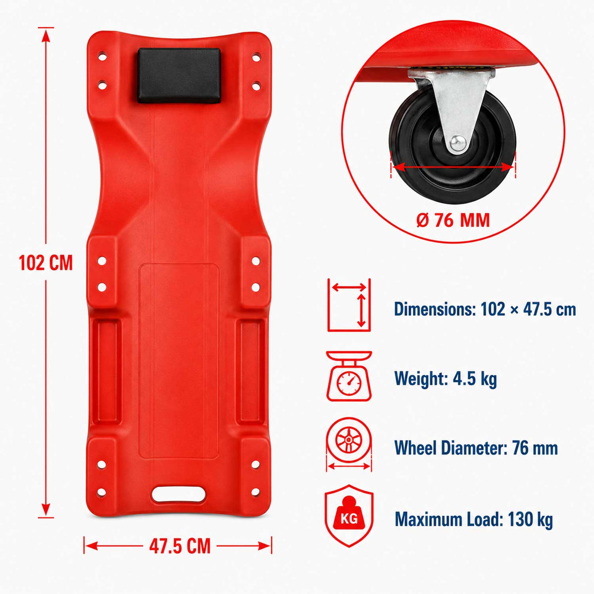 Montážne ležadlo pre automechanikov červené Gebo Tools
