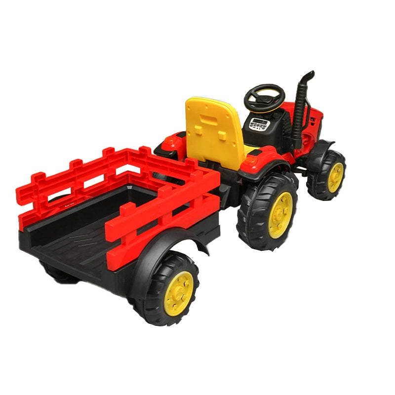 Detský elektrický traktor s prívesom, s diaľkovým ovládaním a batériou, 1980x610x650mm