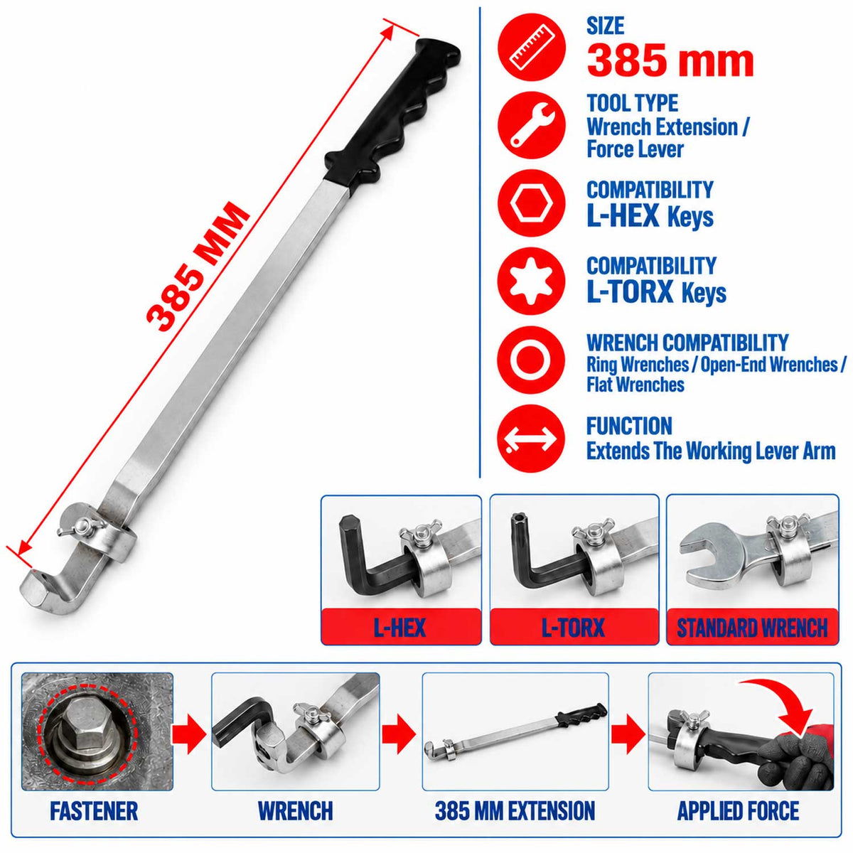 Predĺženie - predlžovací nadstavec na kľúč 385mm Gebo Tools