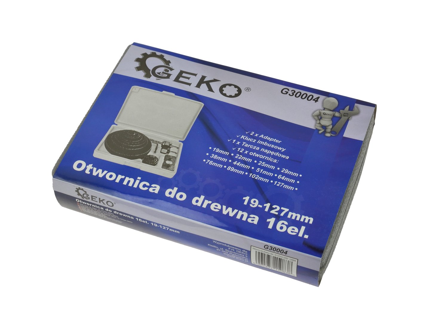 Sada vykružovacích korunkových vrtákov do dreva a sadrokartónu, 19 - 127mm, 16ks