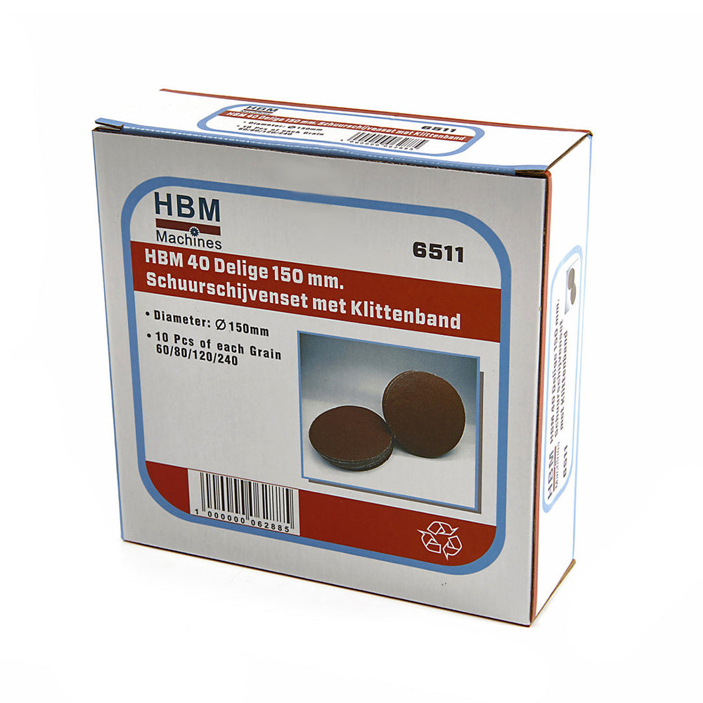 Sada 40 brúsnych papierov so suchým zipsom, 150mm