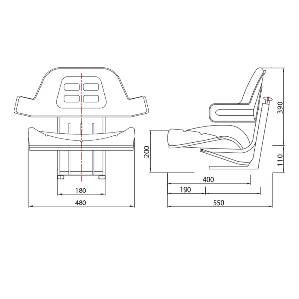 Sedačka s trojitým nastavením a tlmičom pre vysokozdvižné vozíky a traktory
