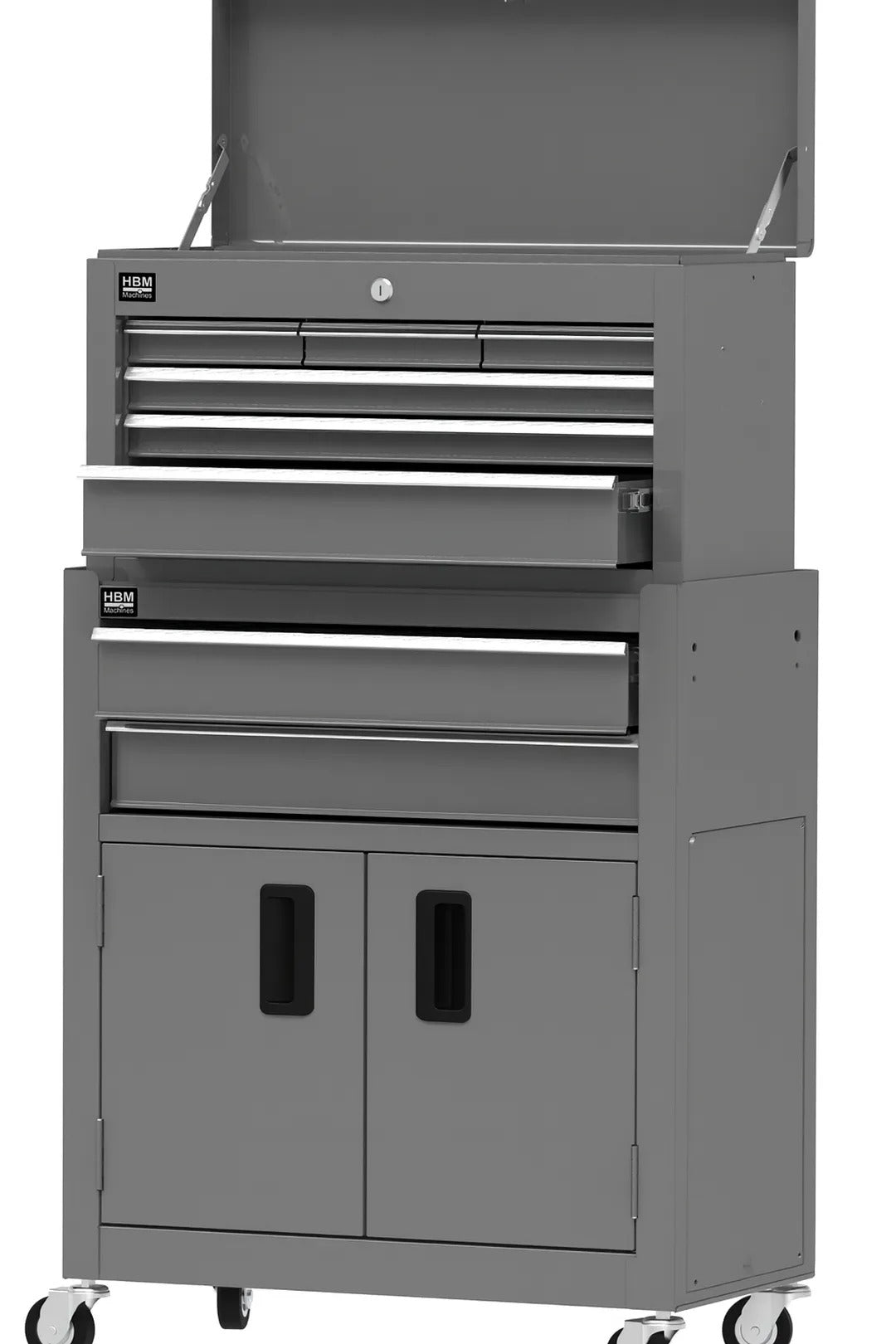 Dielenská skriňa - vozík na náradie 2ks, 8 zásuviek, sivá - HBM, premium, Holandsko