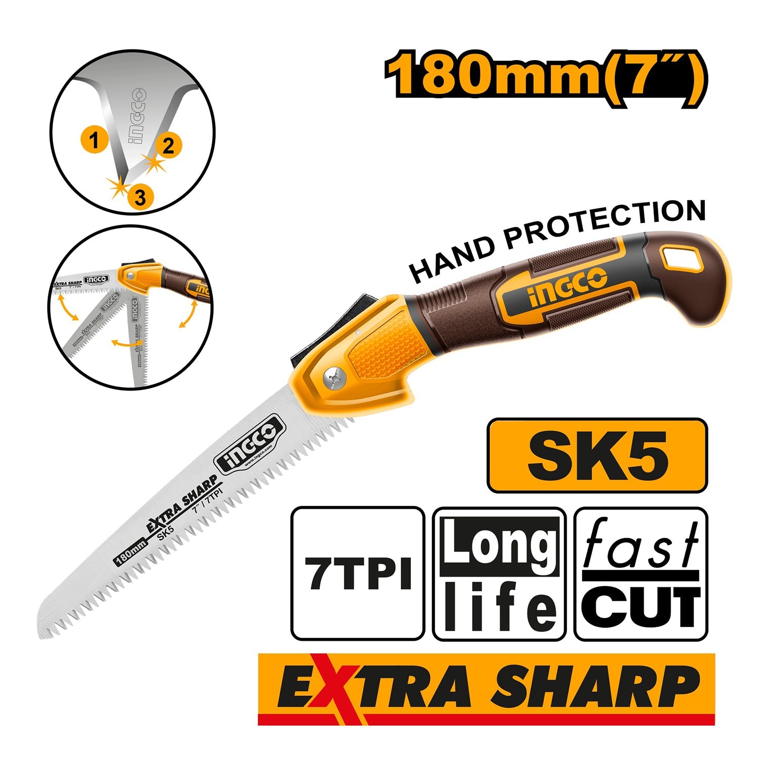 Skladacia píla 7/180mm ingco