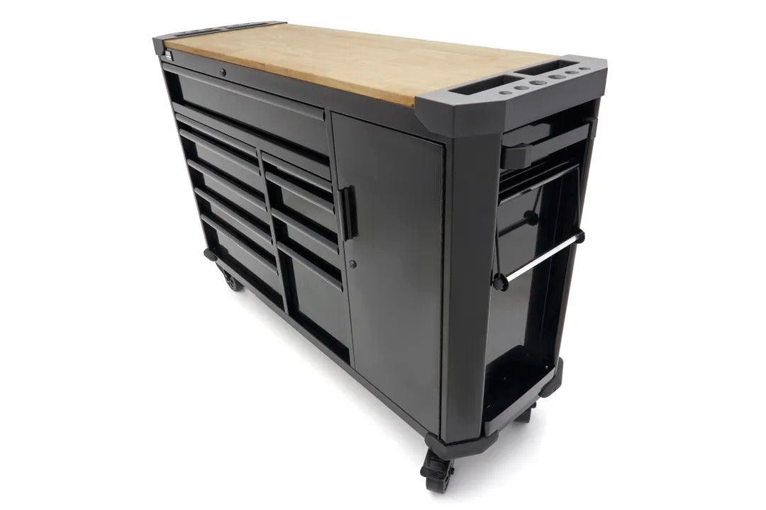 Profesionálna kovová skriňa 10 zásuviek mobilný vozík pracovný stôl 147cm, masívna drevená doska HBM holandsko