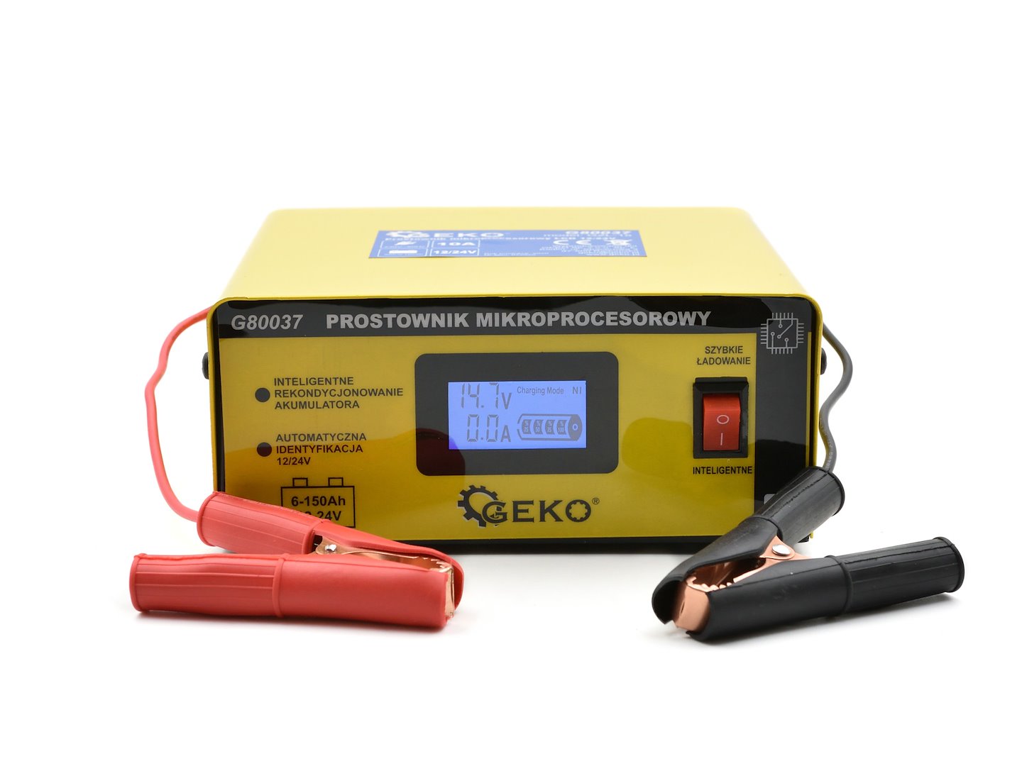Mikroprocesorová nabíjačka autobatérií s LCD 12/24V, 10A, pre autobatérie 6 - 150Ah, Geko