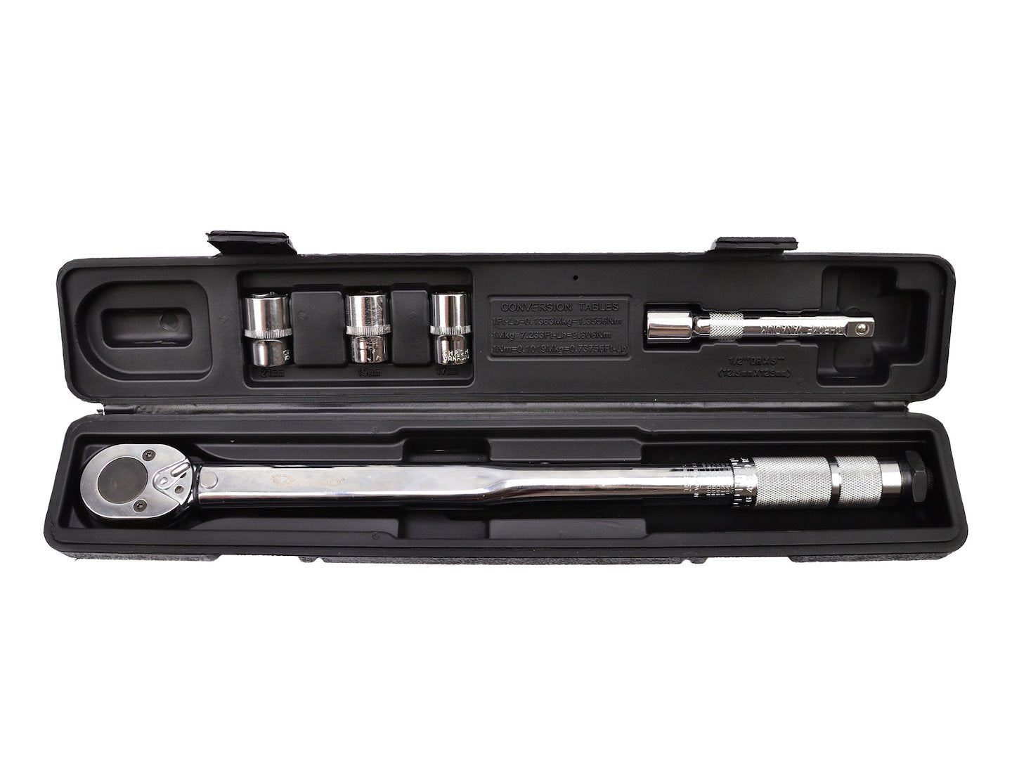 Sada momentového kľúča 1/2" 28-210 nm s nástrčnými hlavicami a predĺžením geko
