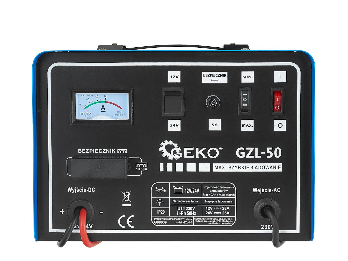 Nabíjačka autobatérií 12/24V GZL-50 28/25A pre autobatérie 40 - 400Ah, s funkciou Fast Charge, Geko