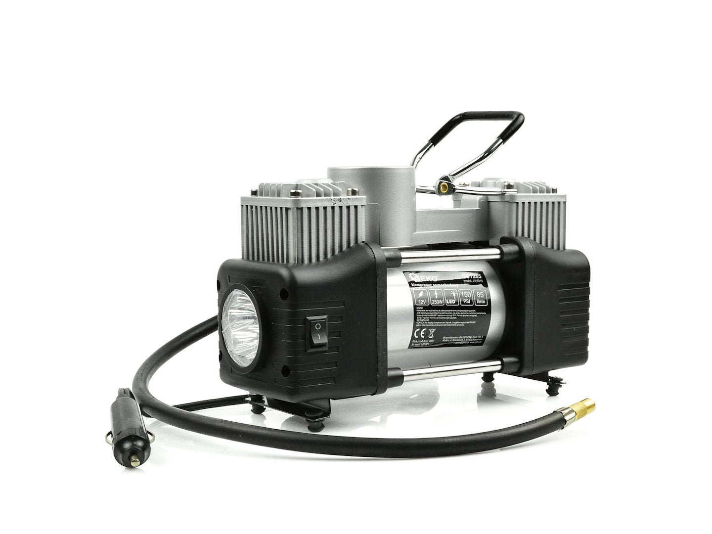 Auto kompresor 12V 250W s baterkou, Geko