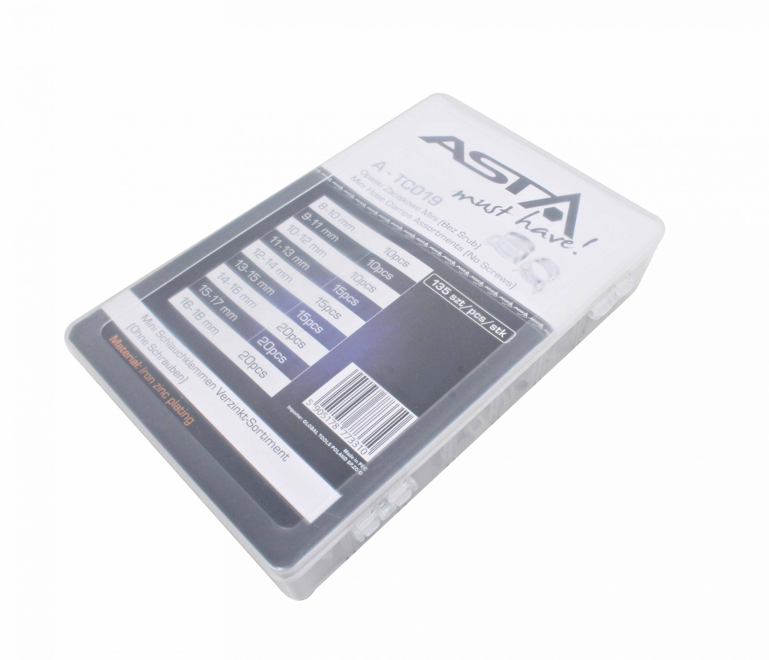 Sada pružinových hadicových spon 135 kusov