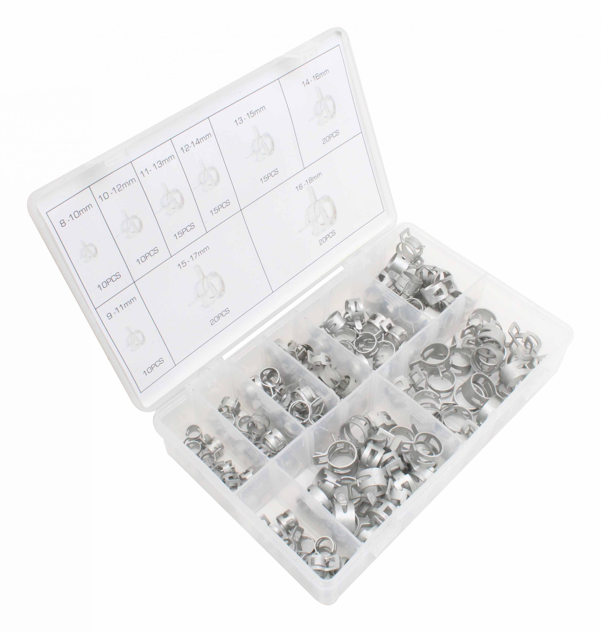 Sada pružinových hadicových spon 135 kusov