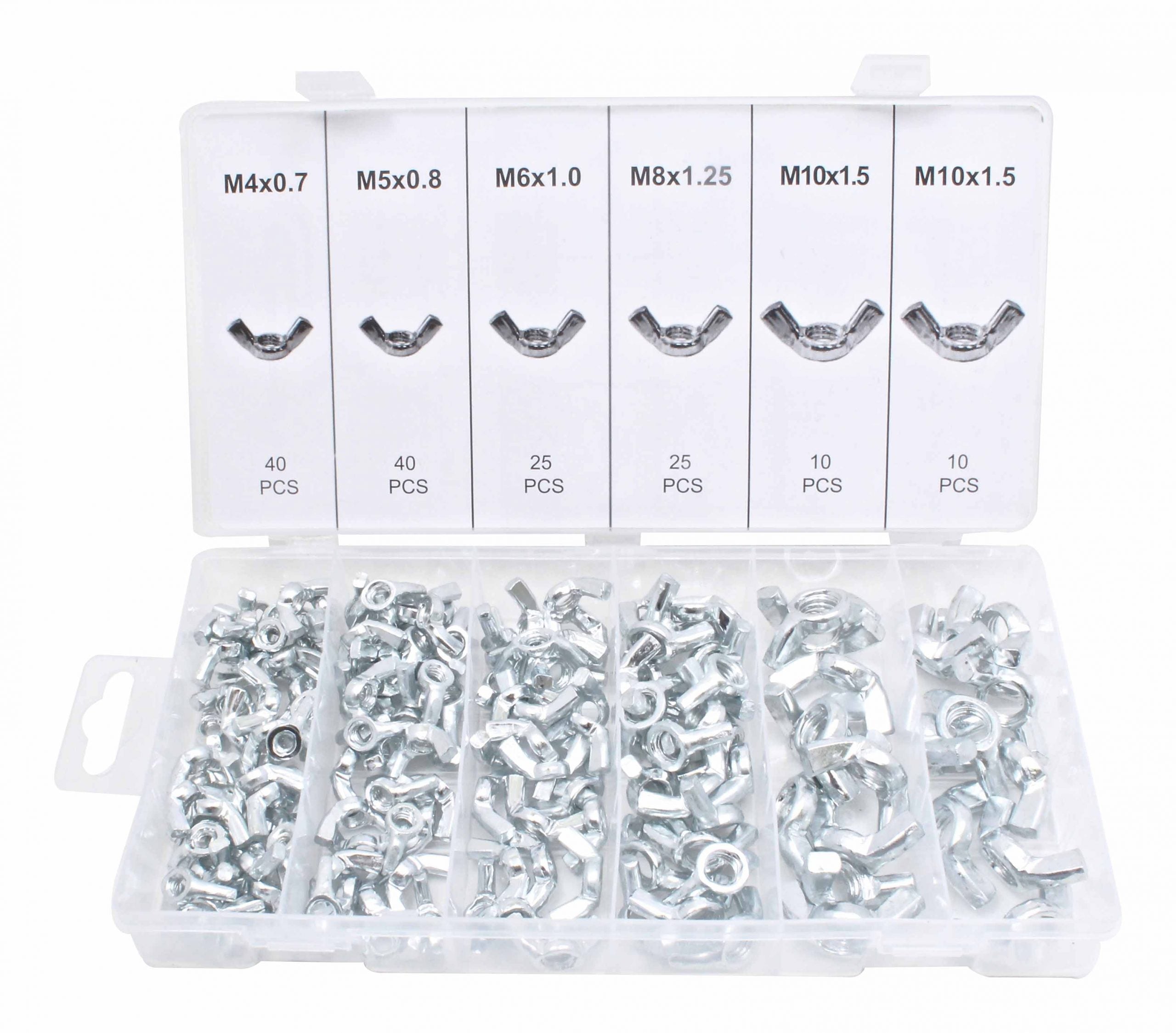 Sada motýľových matíc 150 kusov m4–m10