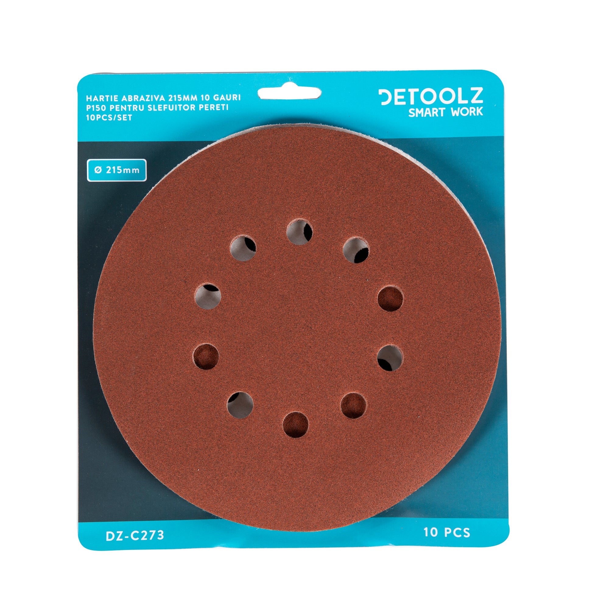 Súprava 10 ks brúsneho papiera zrnitosť p150 10 otvorov priemer 215mm