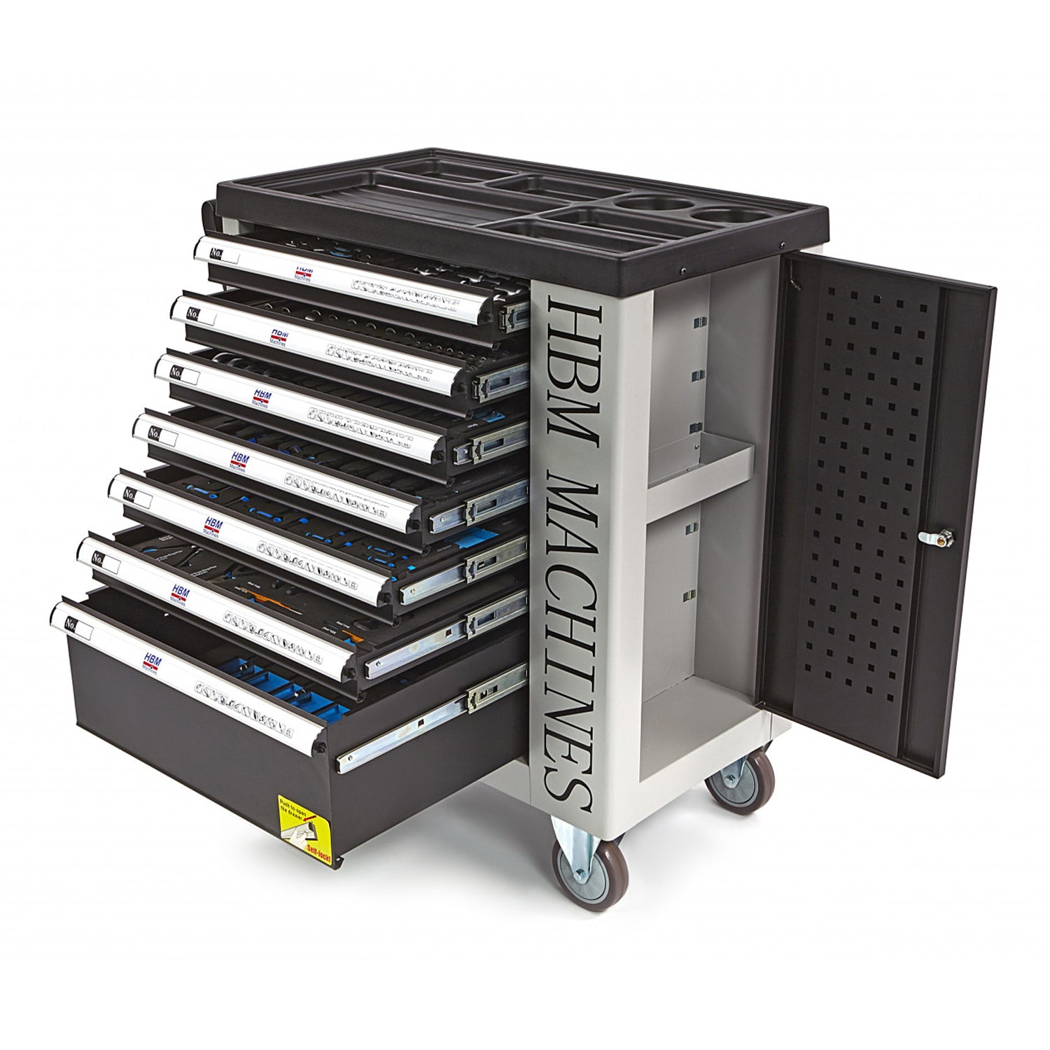 Profesionálna skrinka - dielenský vozík s náradím, so 7 zásuvkami, 262ks náradia, 7 vložiek carbon - premium, HBM Holandsko