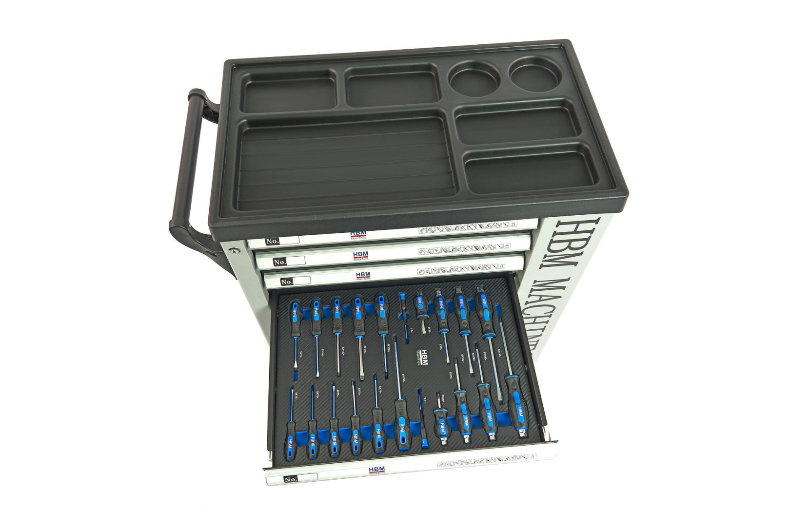 Profesionálna skrinka - dielenský vozík s náradím, so 7 zásuvkami, 262ks náradia, 7 vložiek carbon - premium, HBM Holandsko