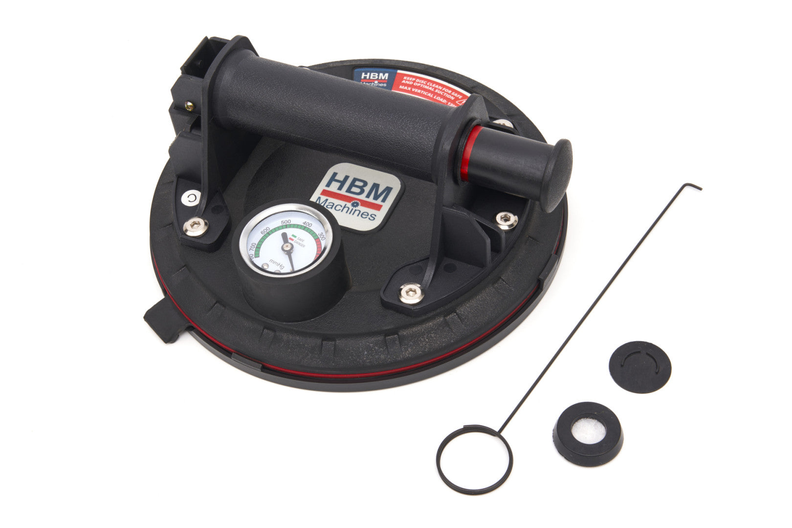 Profesionálna prísavka s vákuovou pumpou a manometrom, 200mm, 110kg HBM Machines Holandsko