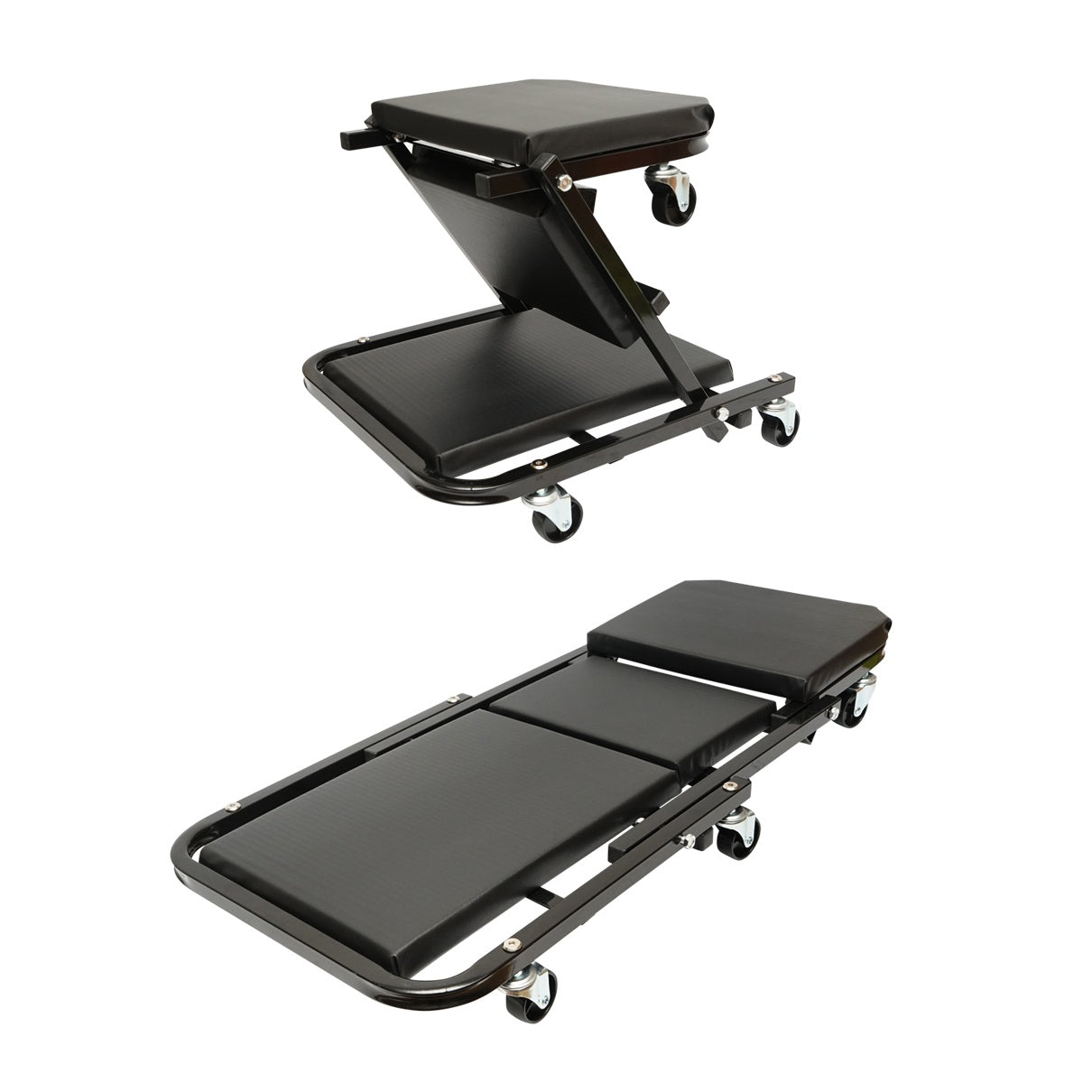 Montážne ležadlo a stolička na kolieskach