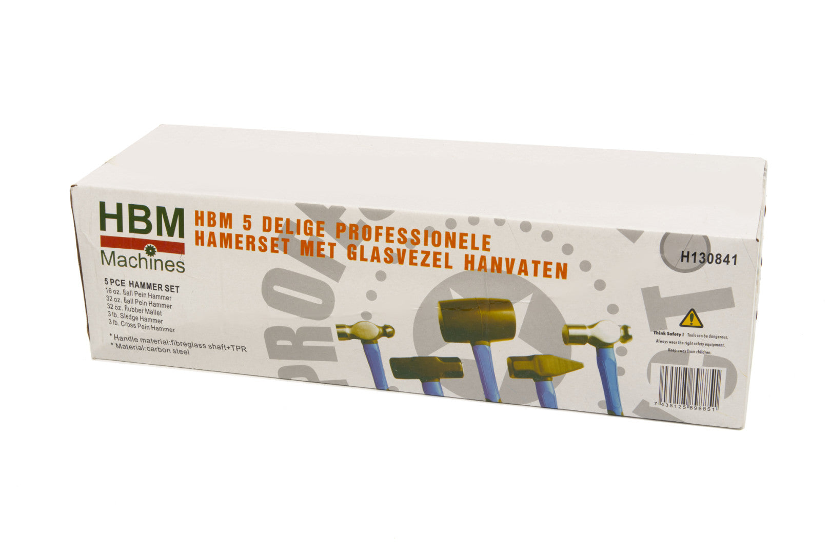 Sada 5 profesionálnych kladív s rúčkou zo skleného vlákna hbm machines holandsko