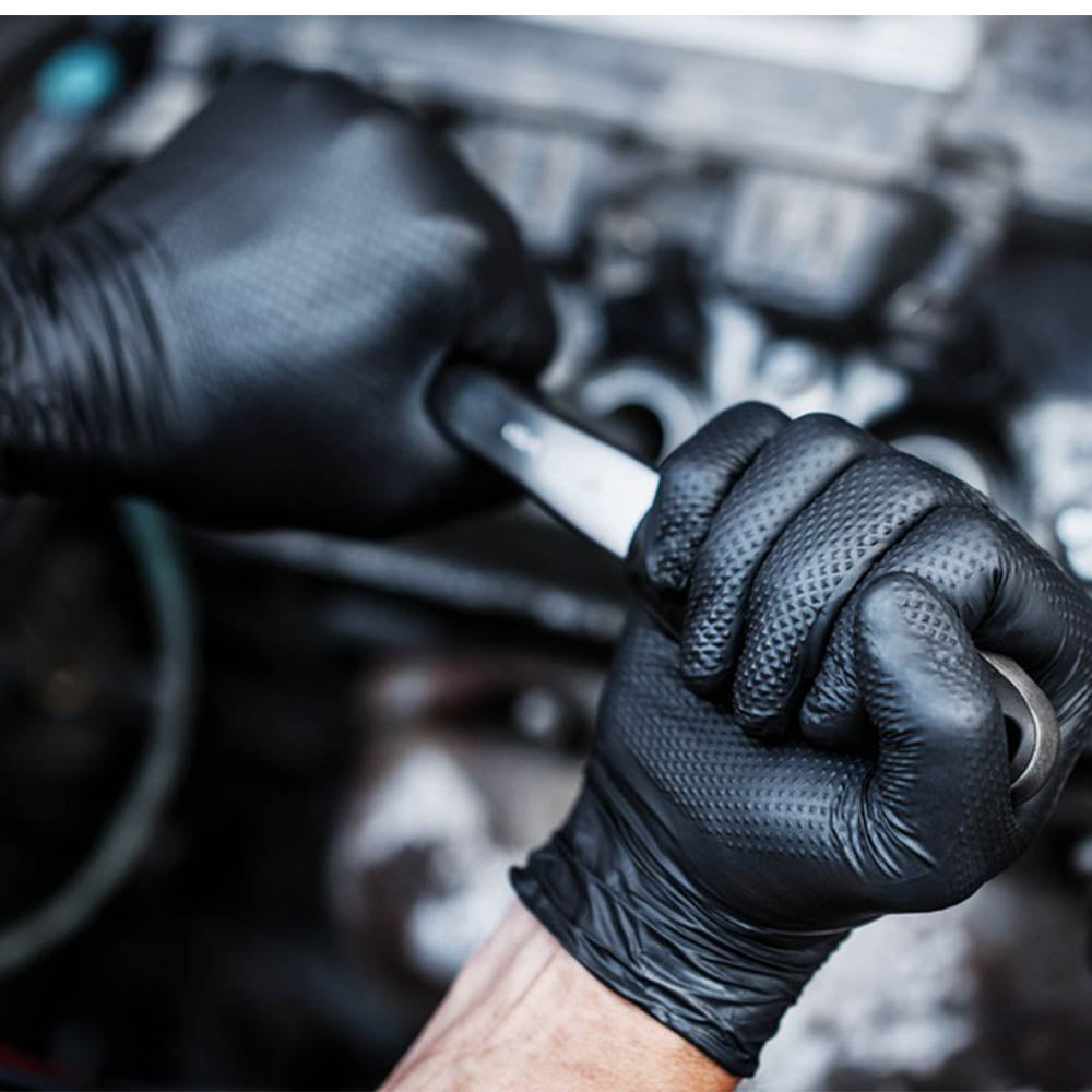 Prémiové nitrilové rukavice Mercator Gogrip čierne pre mechanikov, veľkosť XL, 50ks