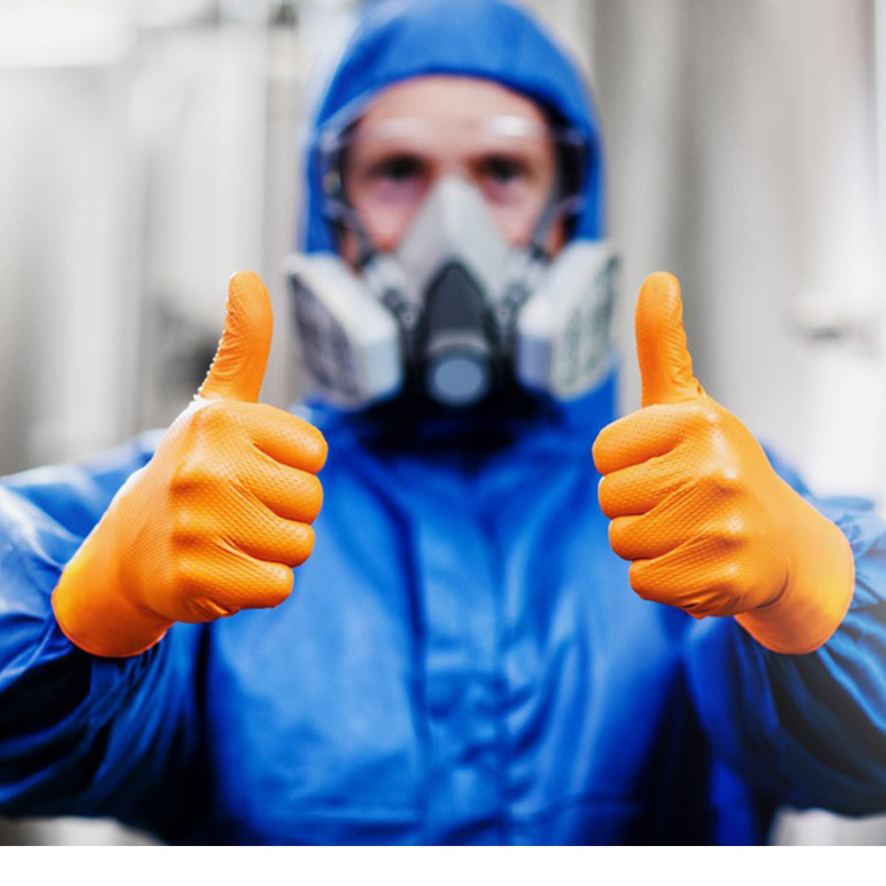 Prémiové nitrilové rukavice Mercator Gogrip oranžové pre mechanikov, veľkosť L, 50ks