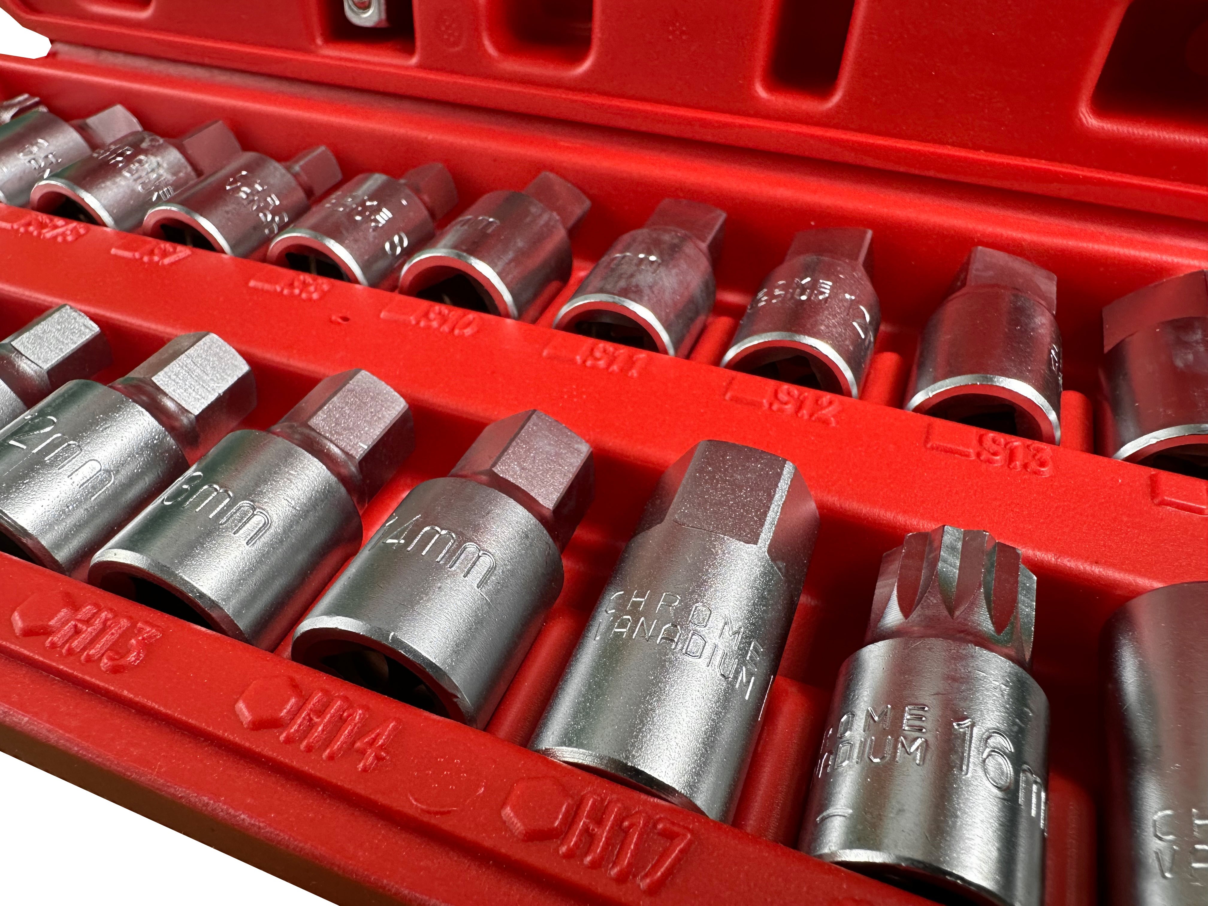 Sada kľúčov - nadstavcov na zátky olejových vaní 21ks Gebo Tools