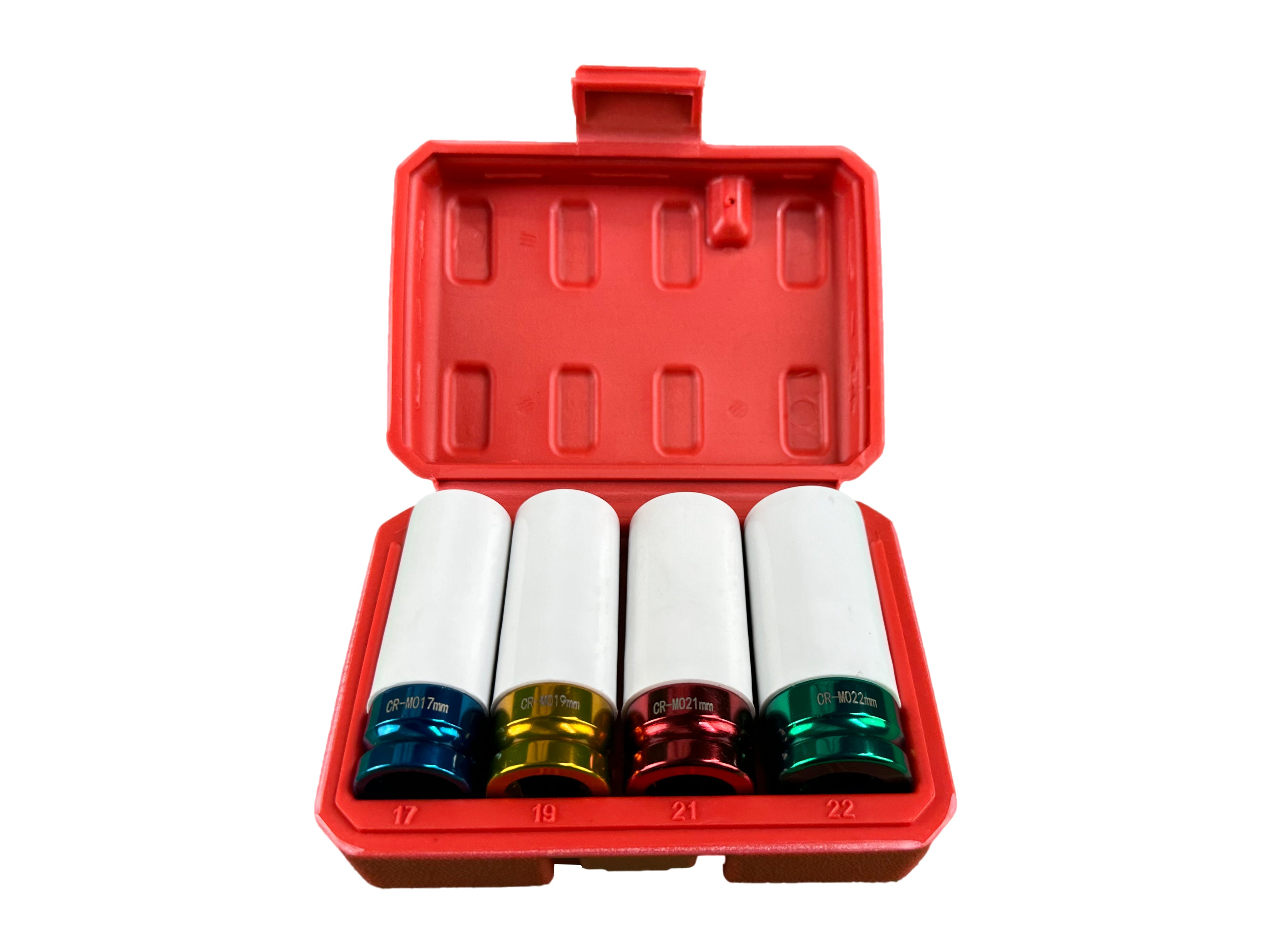Sada nástrčných hlavíc - kľúčov pre zliatinové disky s ochrannou manžetou 1/2", 17 - 22mm, 4ks Gebo Tools