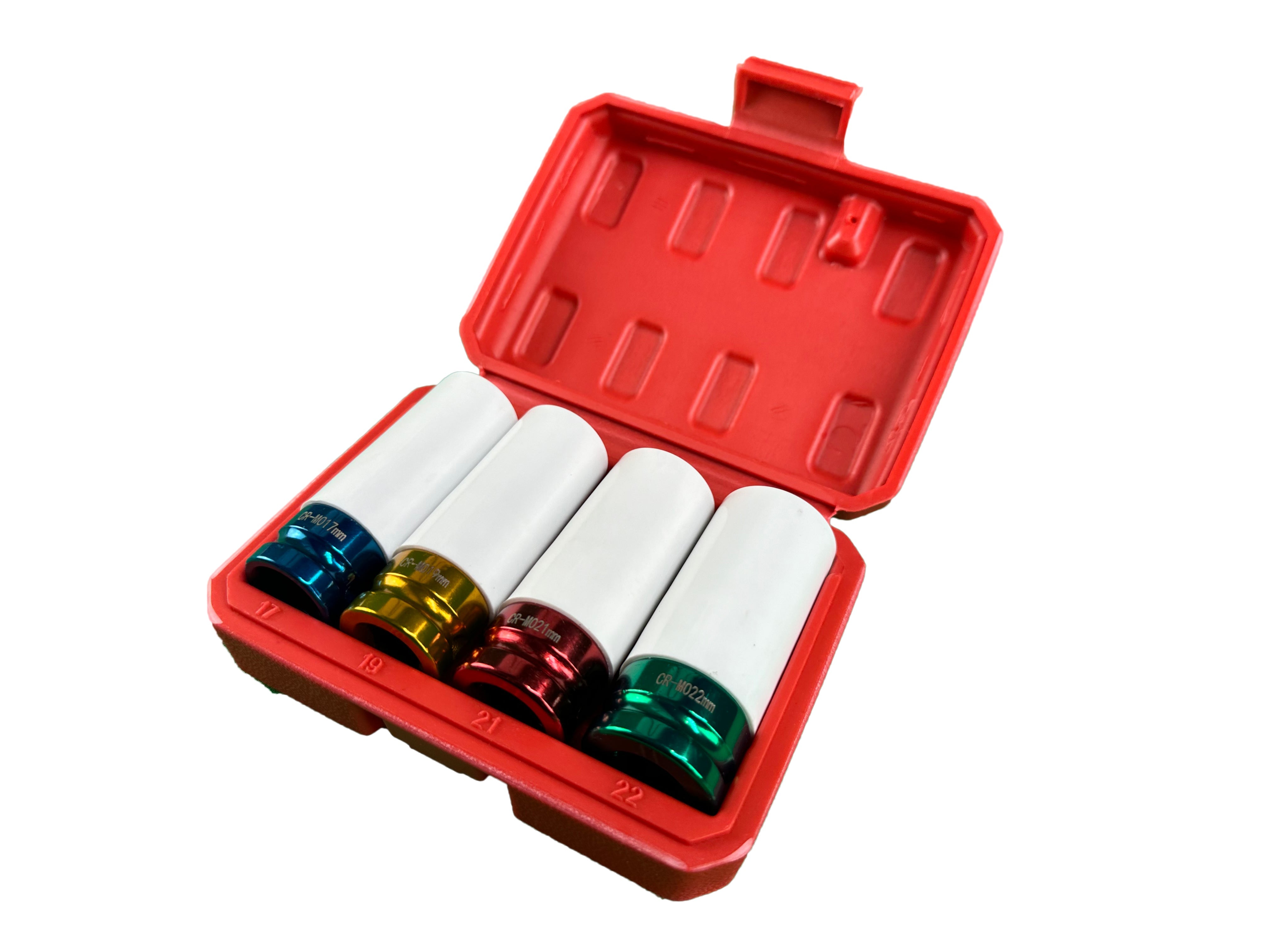 Sada nástrčných hlavíc - kľúčov pre zliatinové disky s ochrannou manžetou 1/2", 17 - 22mm, 4ks Gebo Tools