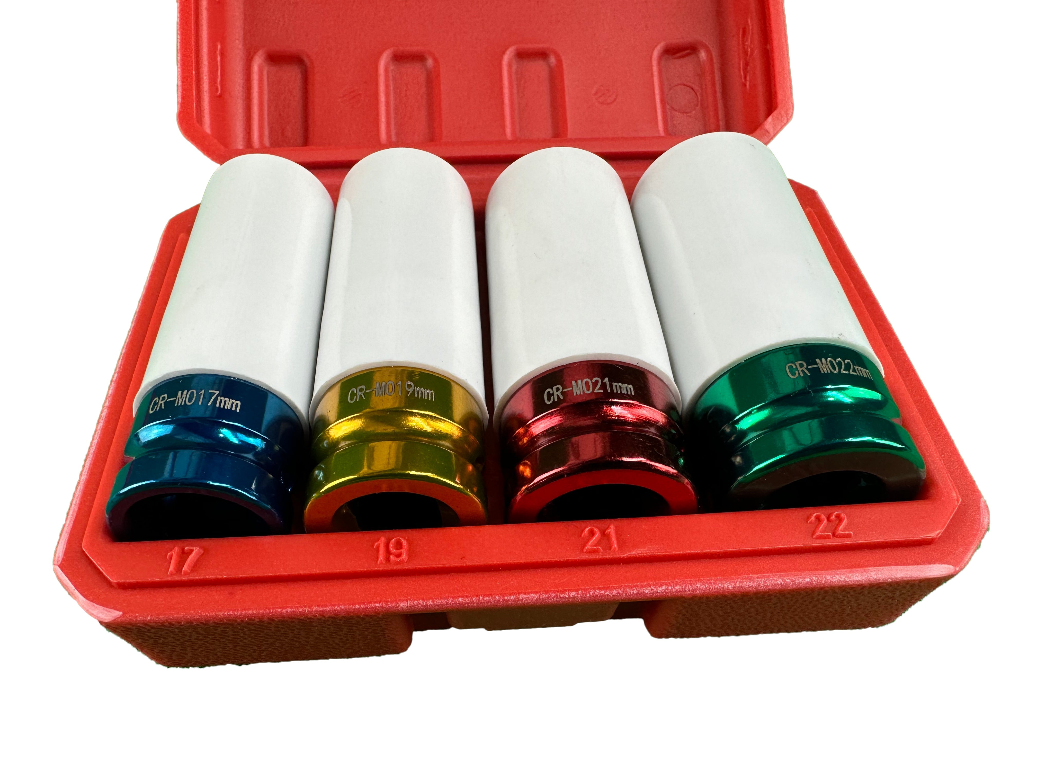 Sada nástrčných hlavíc - kľúčov pre zliatinové disky s ochrannou manžetou 1/2", 17 - 22mm, 4ks Gebo Tools