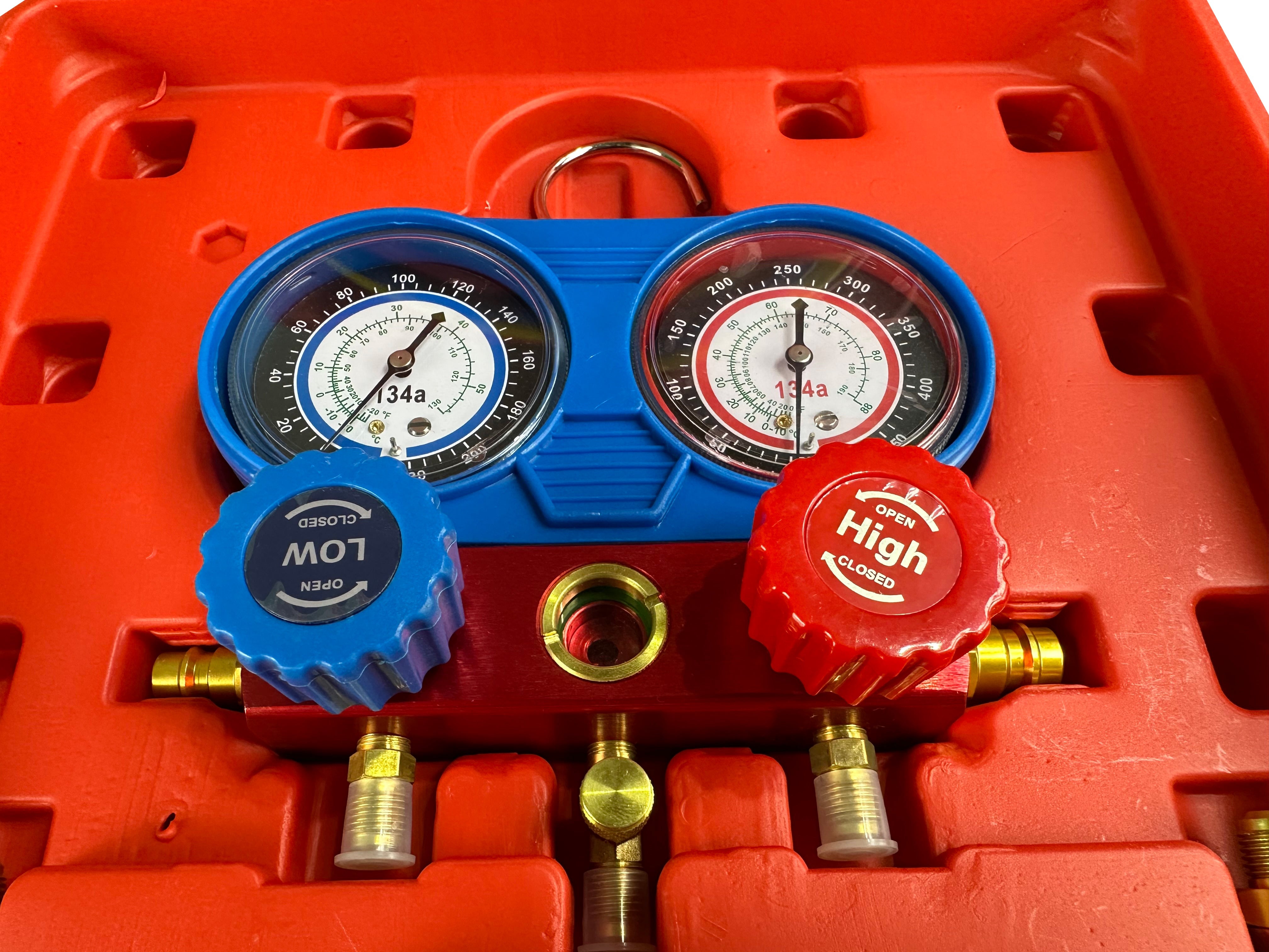 Sada na kontrolu tlaku klimatizácie, plnenie a diagnostiku klimatizačných systémov Gebo Tools