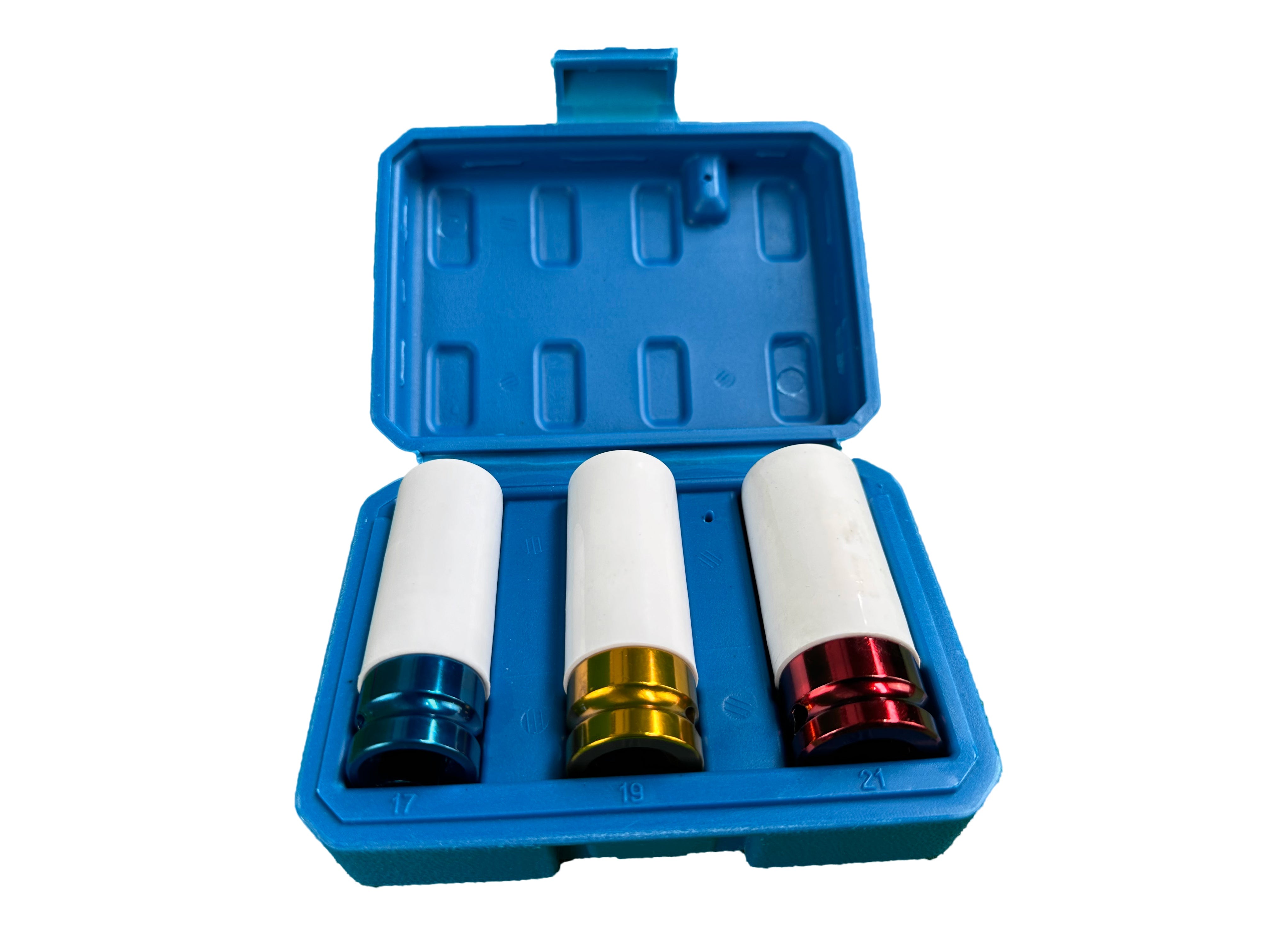 Sada 3 hlavíc s ochranou pre zliatinové disky 17, 19, 21 mm – Gebo Tools