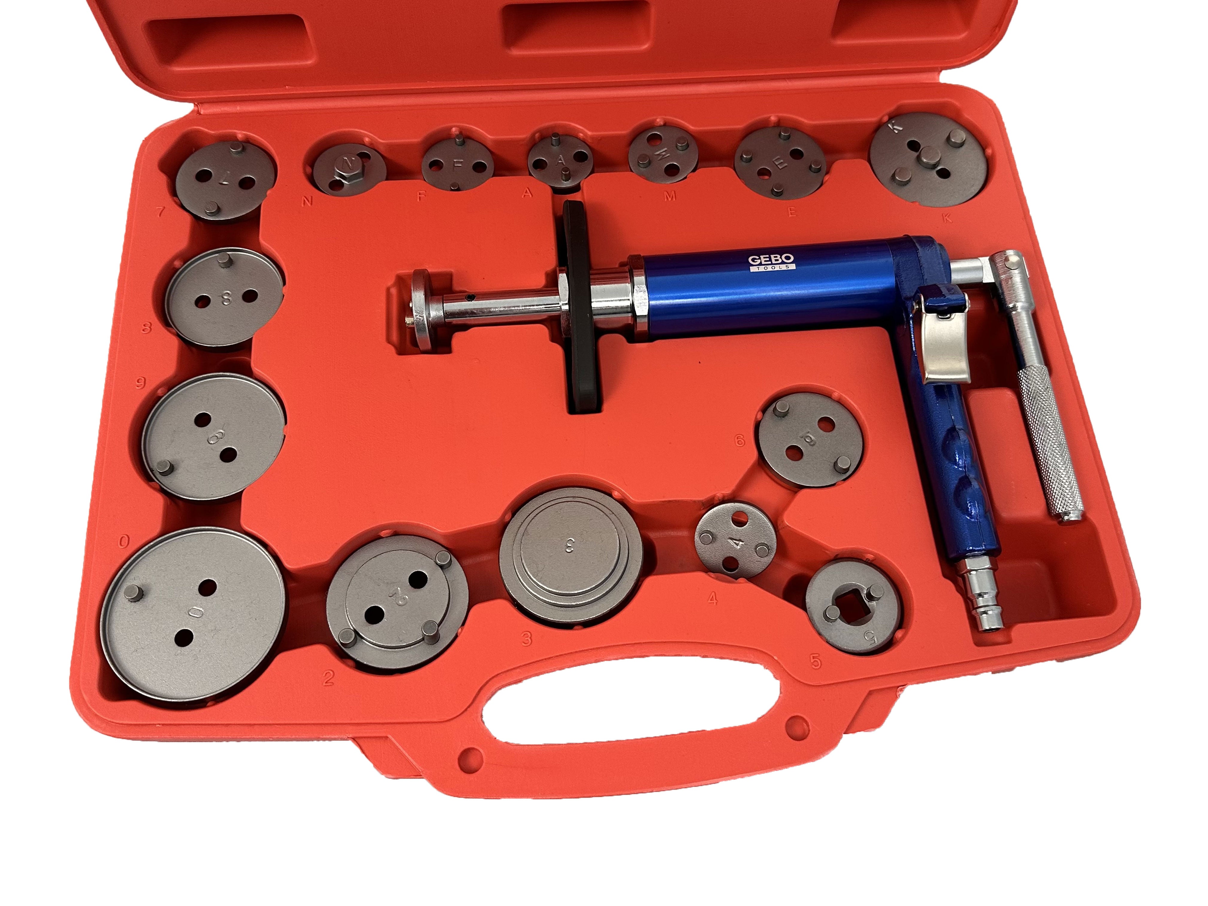 Pneumatický lis na piesty brzdových strmeňov, 16ks Gebo Tools