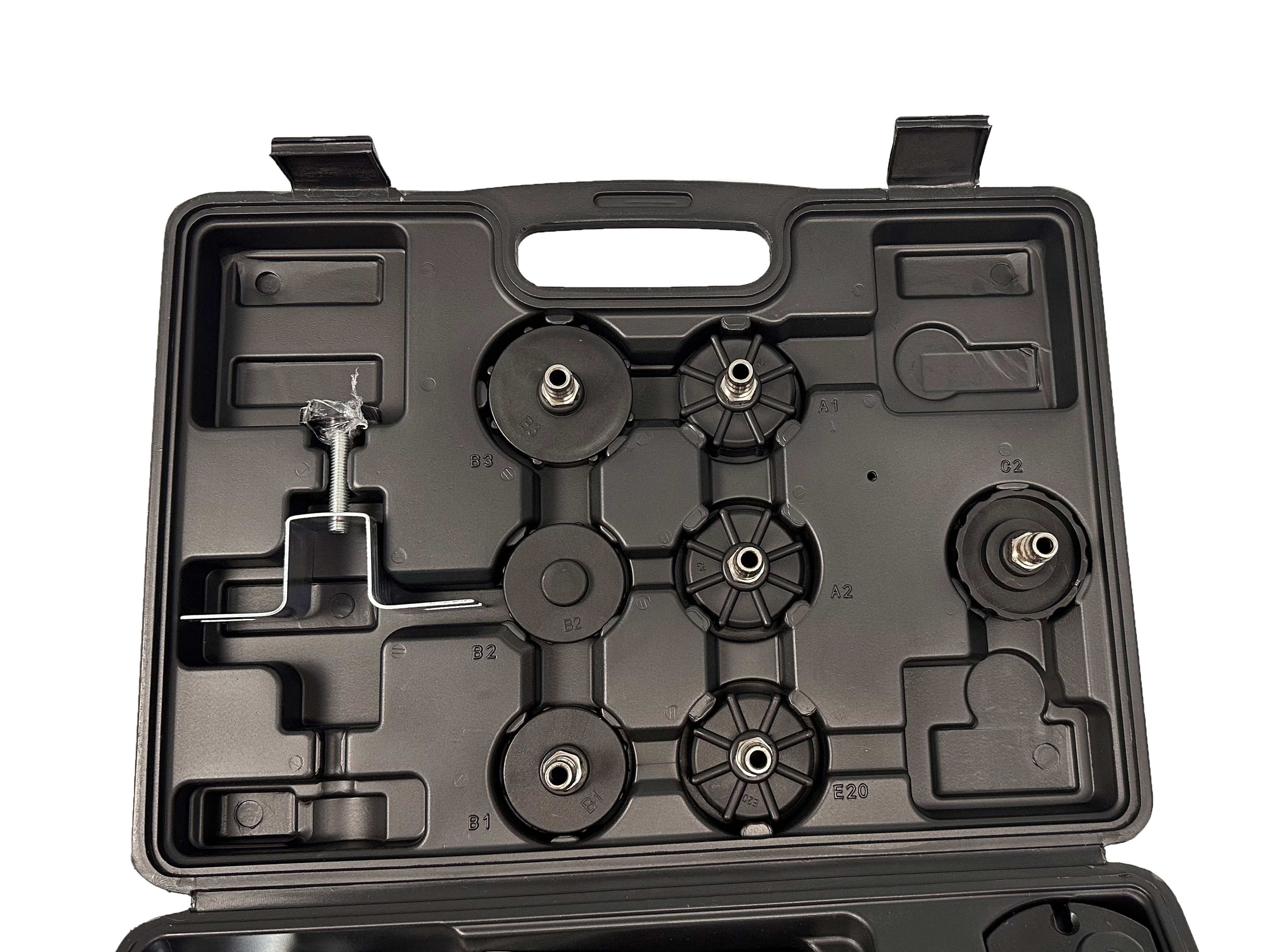 Zariadenie na odvzdušnenie a výmenu brzdovej kvapaliny s adaptérmi, univerzálne, Gebo Tools