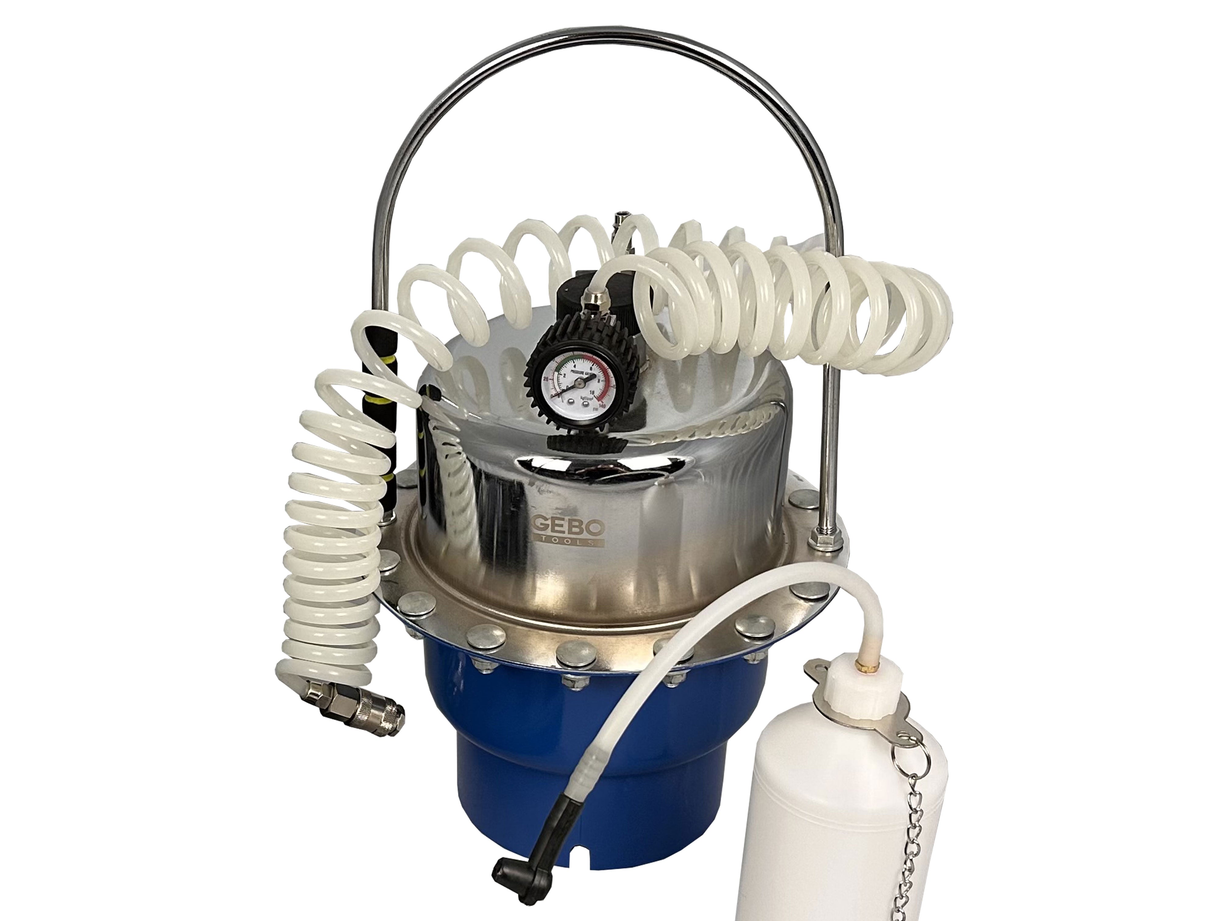 Zariadenie na odvzdušnenie a výmenu brzdovej kvapaliny s adaptérmi, univerzálne, Gebo Tools