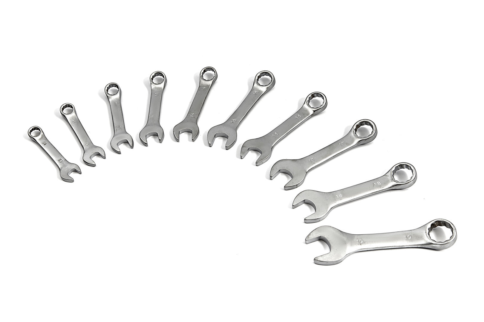 Sada extra krátkych kombinovaných kľúčov 10-19 mm
