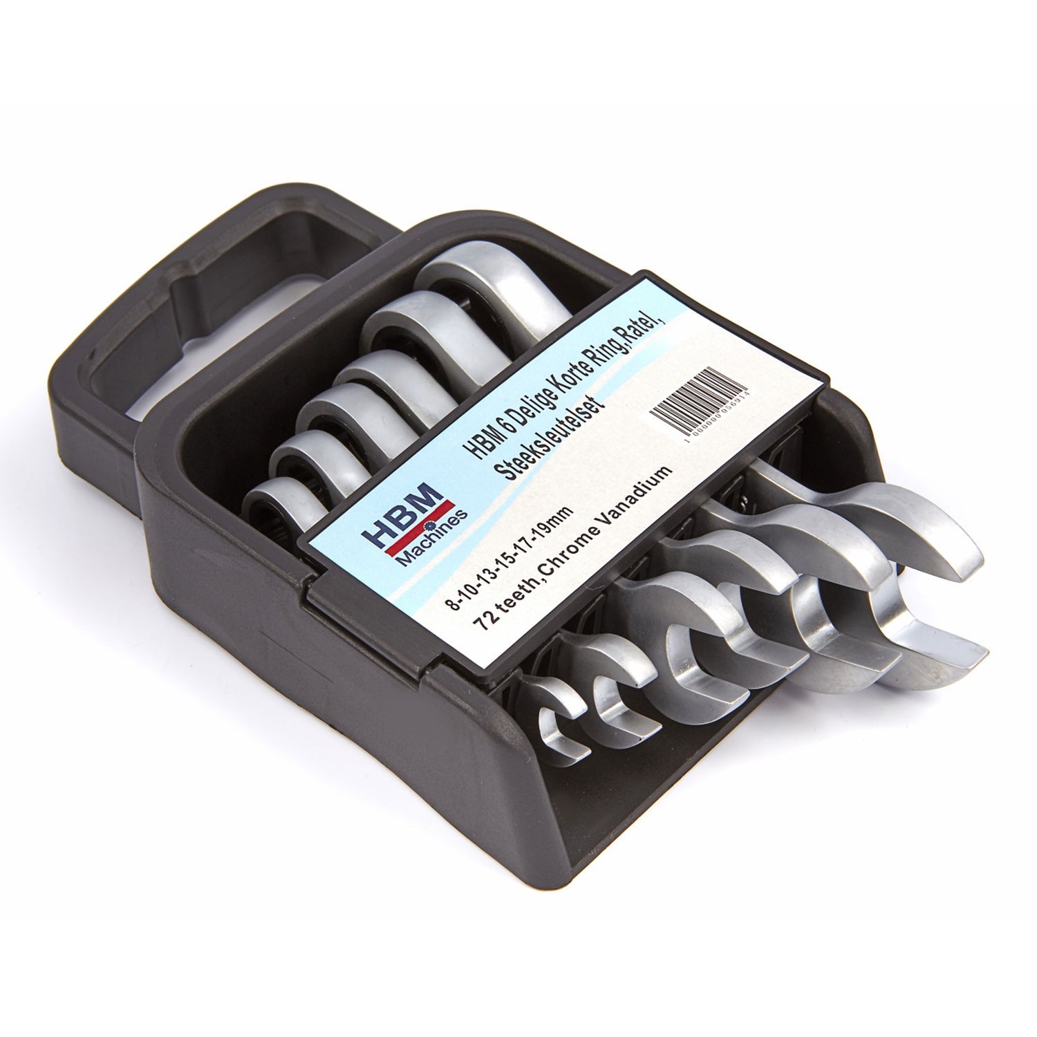 Sada extra krátkych kombinovaných kľúčov s račňou 8-19 mm 6 kusov