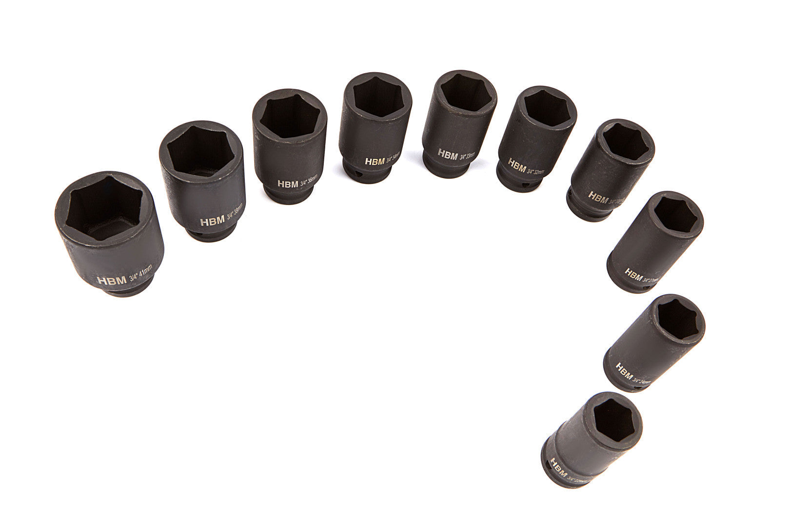 Súprava dlhých rázových nástrčných kľúčov 3/4, 22–41 mm, 10 kusov