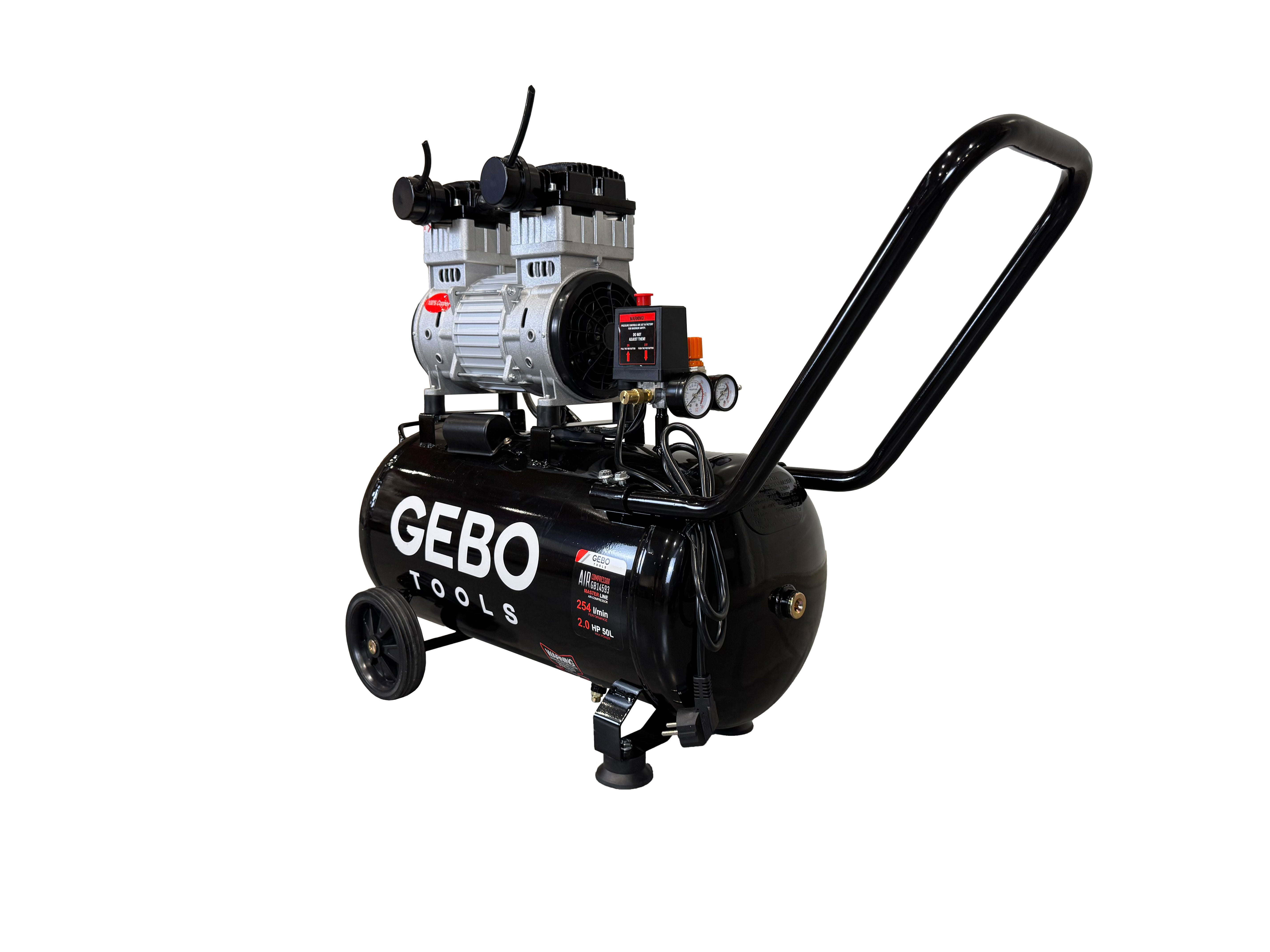 Tichý bezolejový kompresor 50l 2hp Gebo Tools