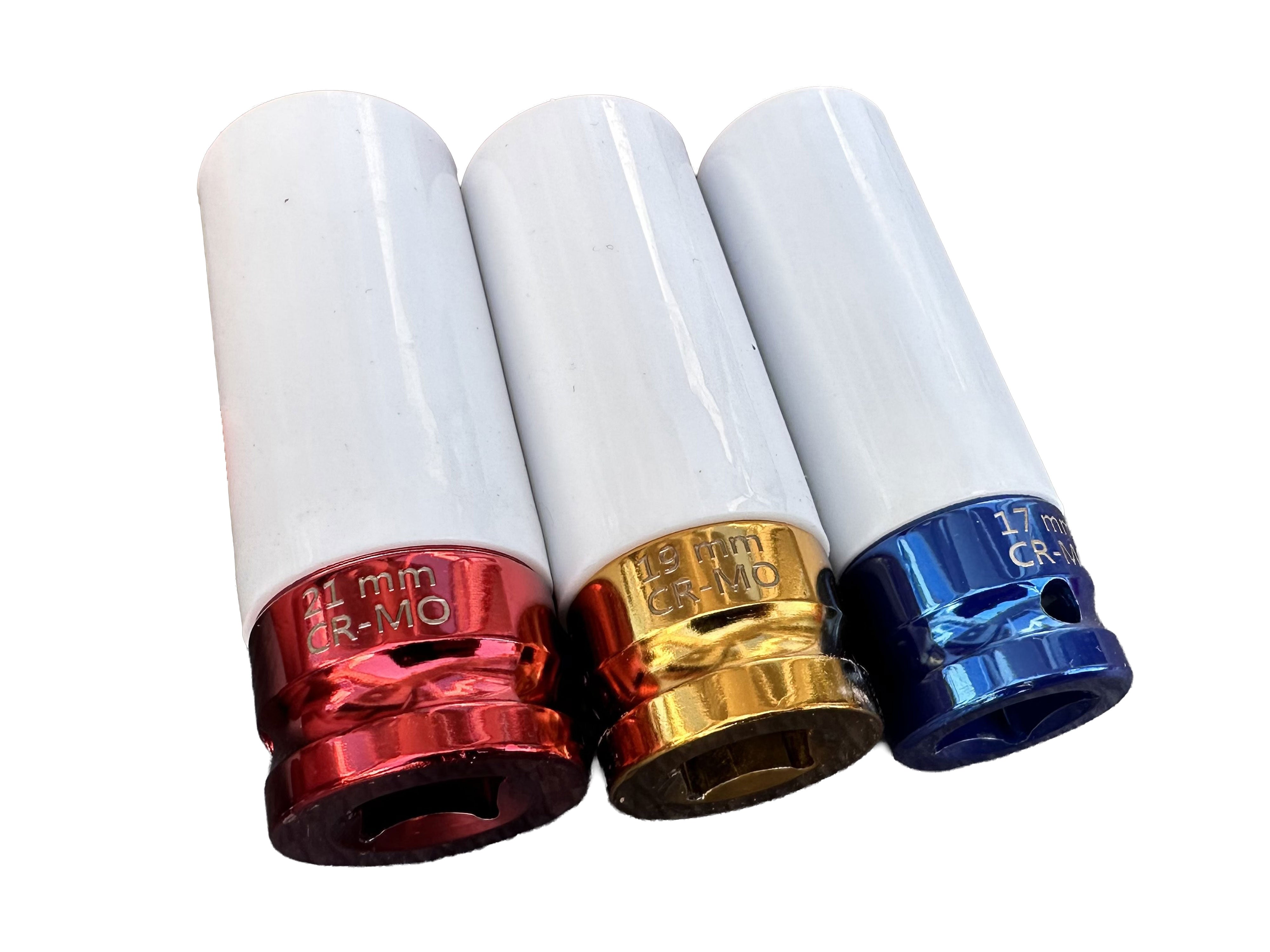 Sada 3 hlavíc pre zliatinové disky s ochrannou manžetou 17, 19, 21mm Gebo Tools