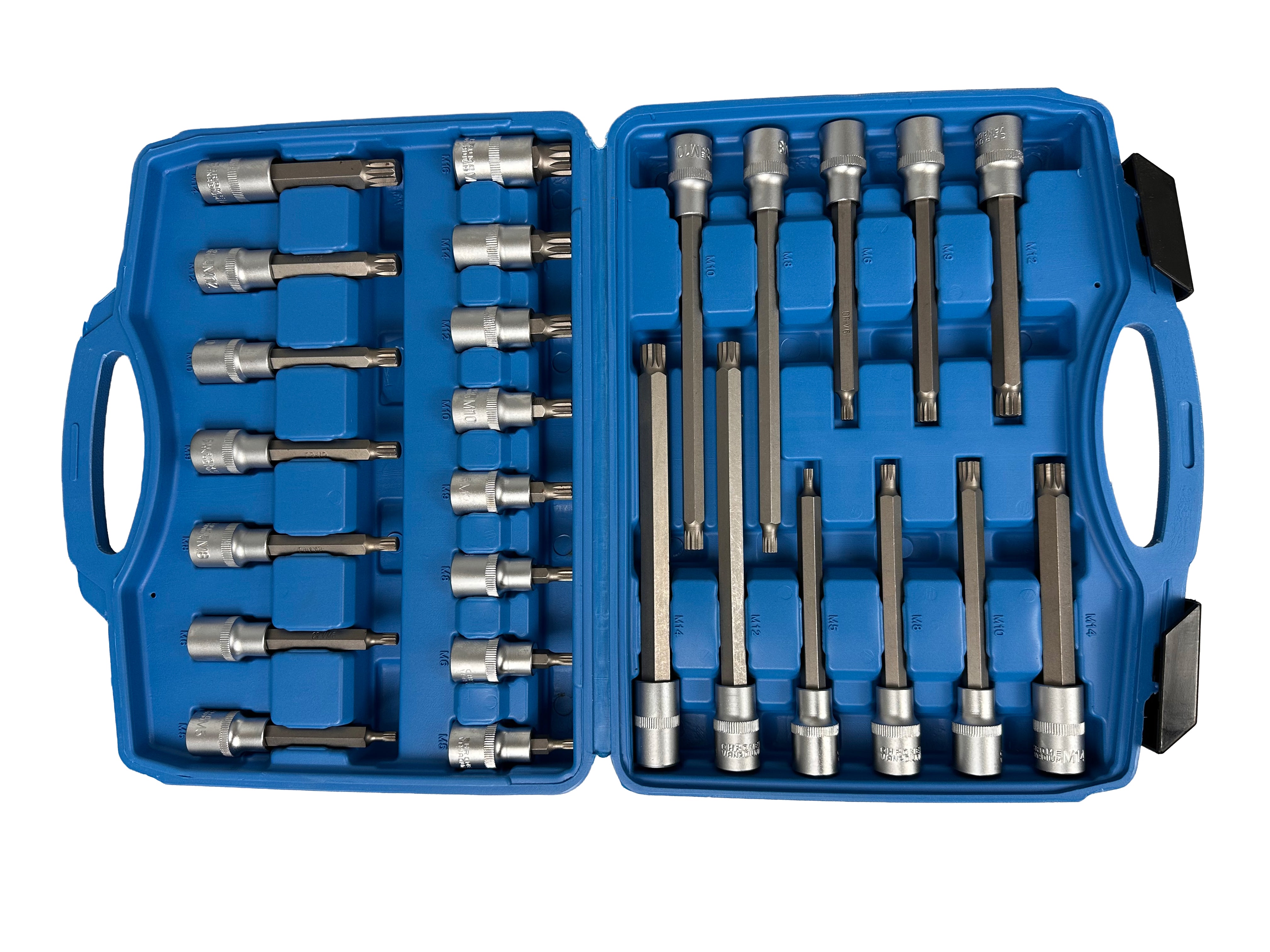 Sada nástrčných kľúčov - hlavíc s bitmi XZN M Spline, 1/2'', 26ks Gebo Tools