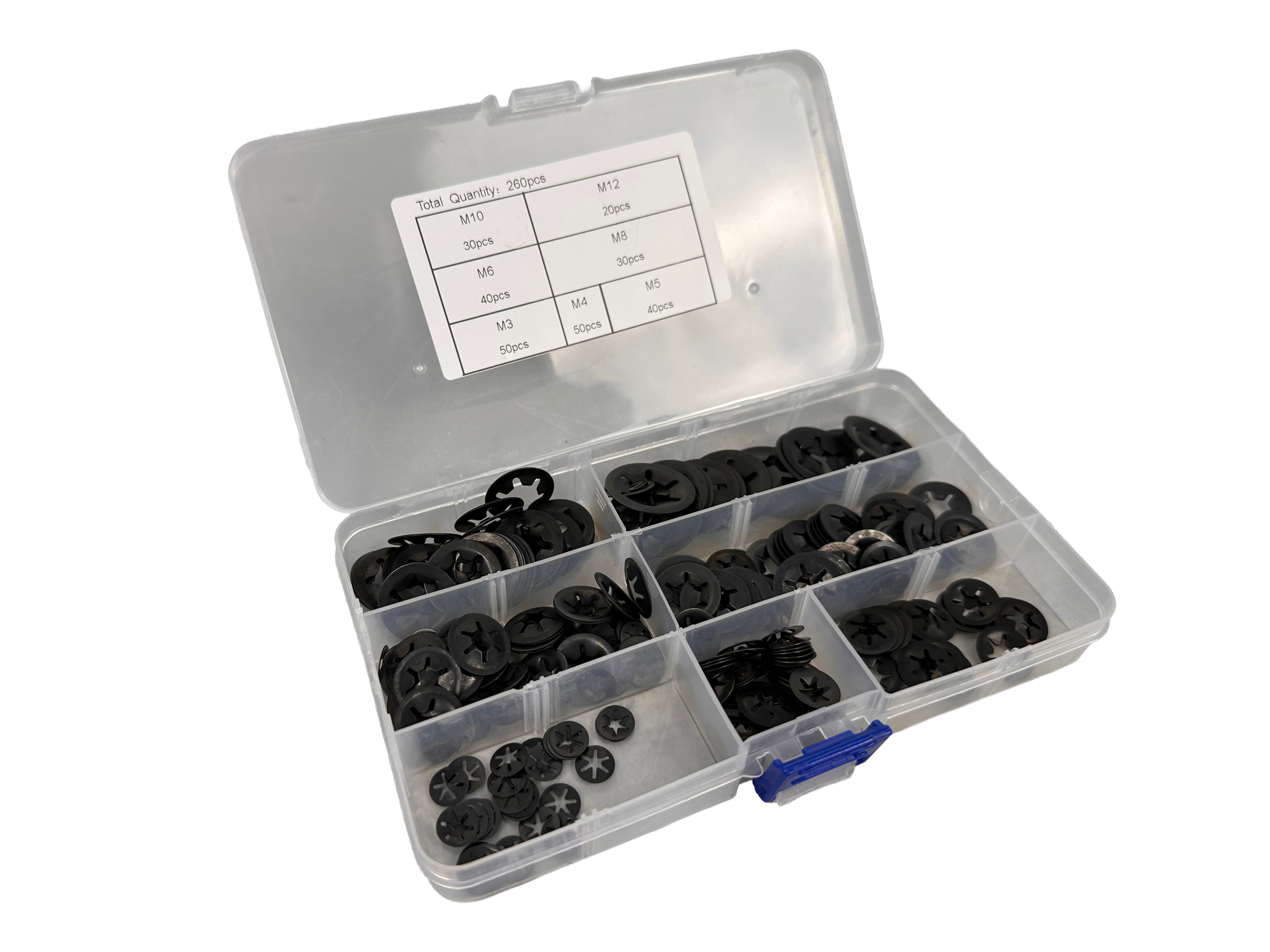 Sada poistných podložiek Starlock, M3 - M12, 260ks, Gebo Tools