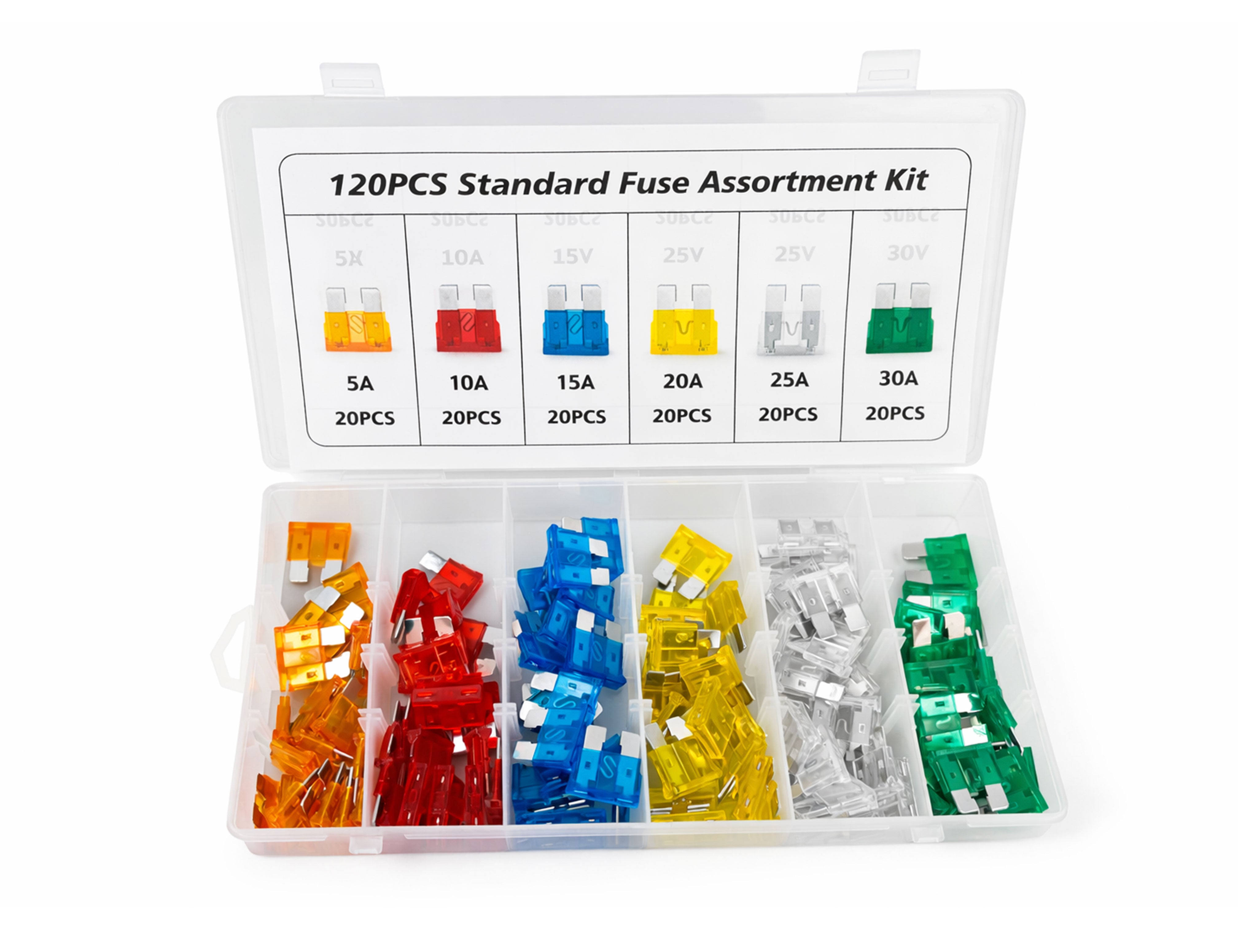 Sada automobilových poistiek 5 - 30amp, 120ks