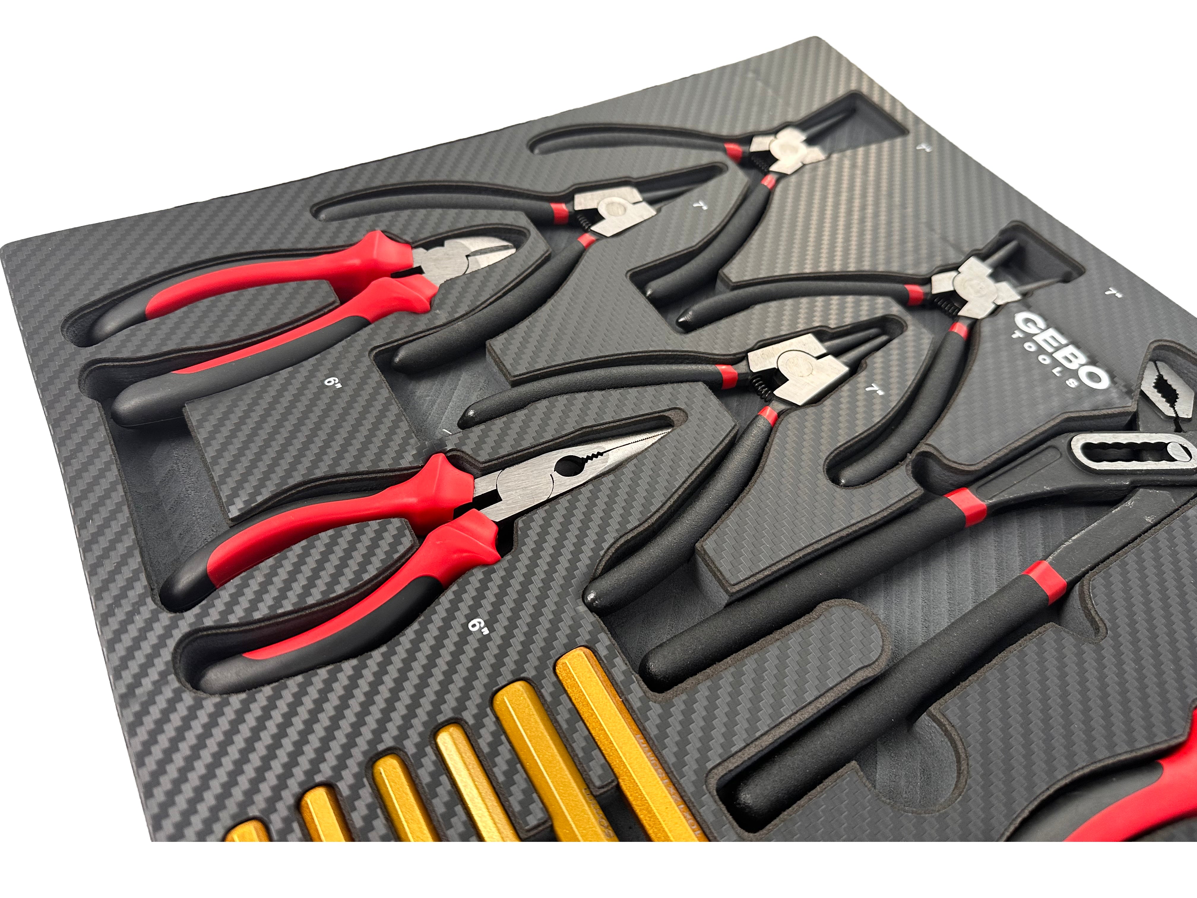 Penová výplň - vložka do skrinky s náradím – kliešte, vyrážače a kladivo, 16ks, 54 x 39,5 x 3cm, Gebo Tools