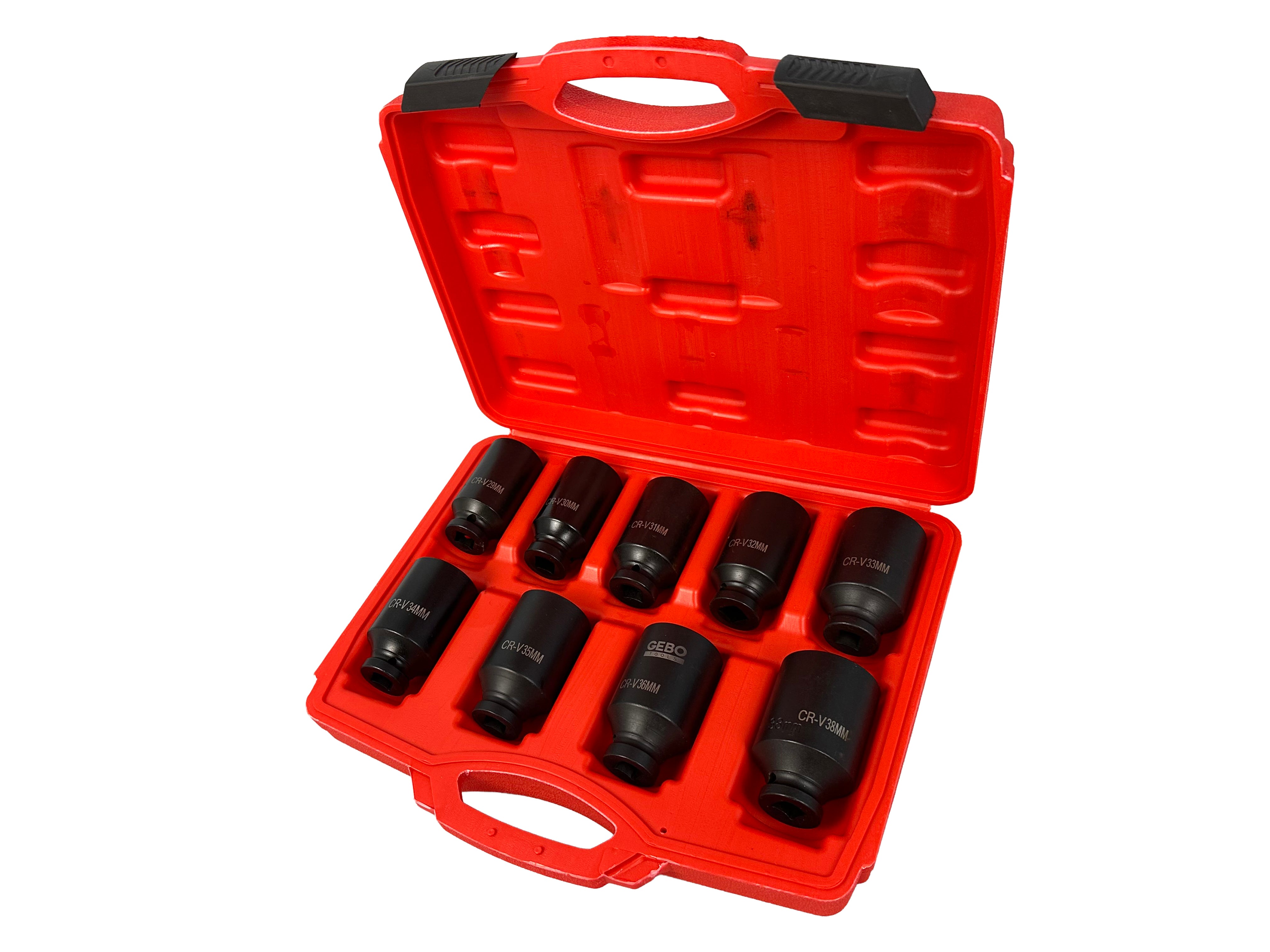 Sada rázových nástrčných hlavíc - kľúčov 1/2'' na matice poloosi, 9ks, 29 - 38mm, Gebo Tools