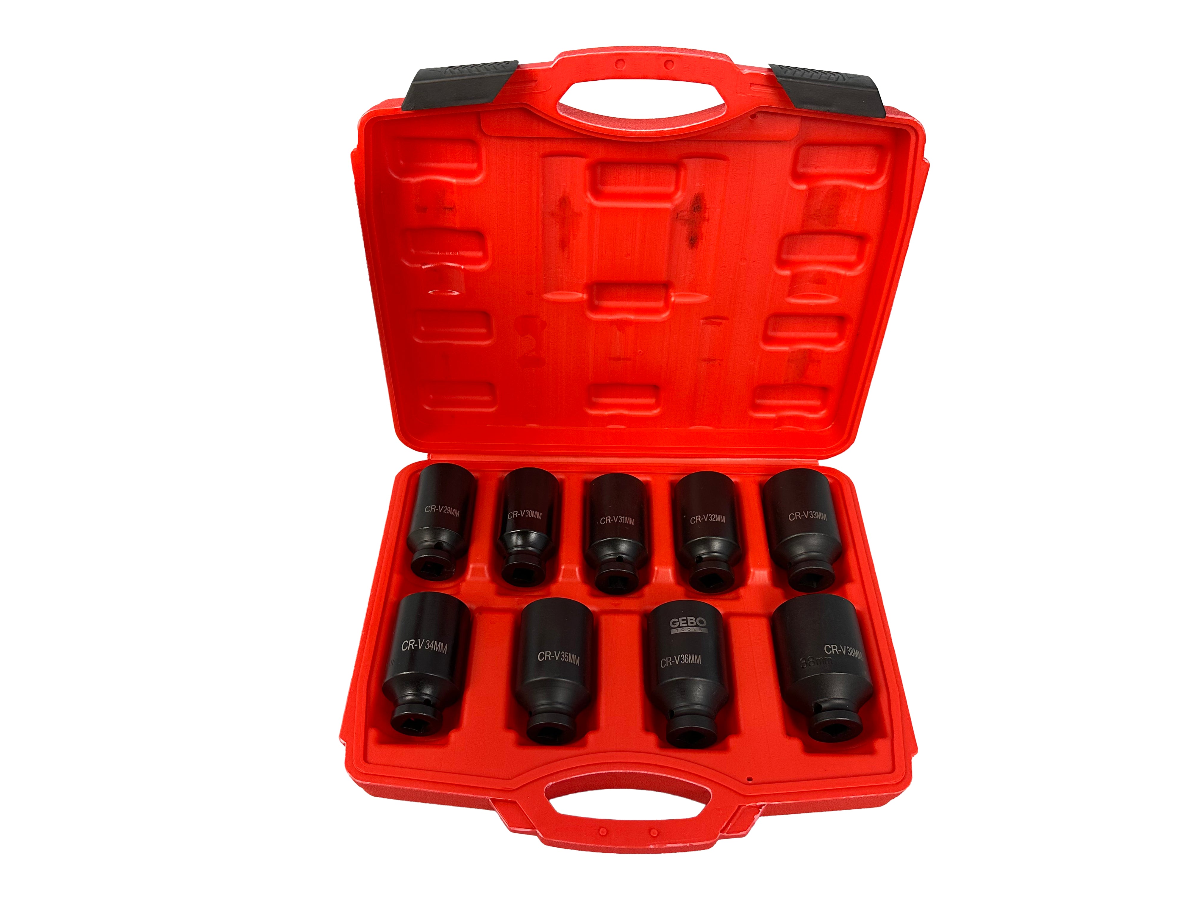 Sada rázových nástrčných hlavíc - kľúčov 1/2'' na matice poloosi, 9ks, 29 - 38mm, Gebo Tools