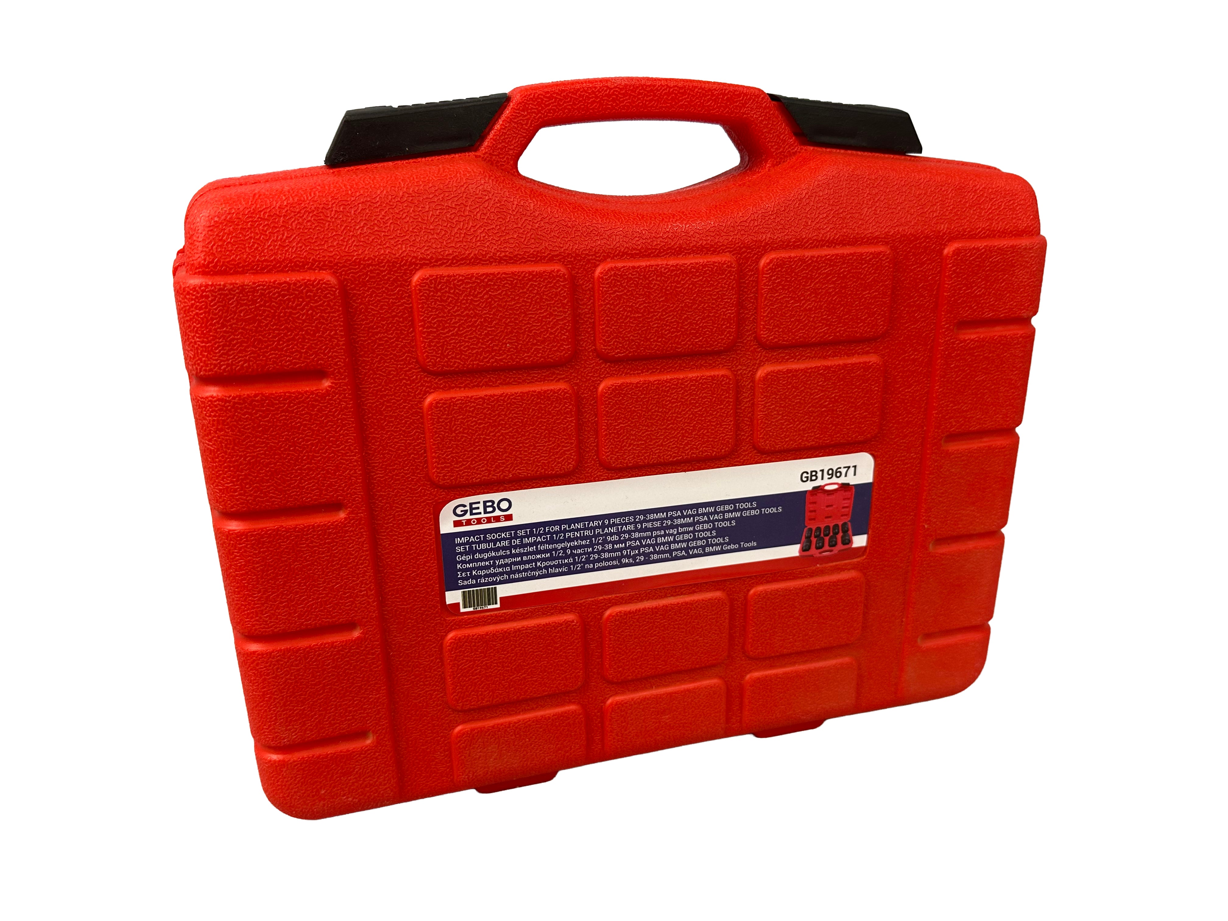 Sada rázových nástrčných hlavíc - kľúčov 1/2'' na matice poloosi, 9ks, 29 - 38mm, Gebo Tools