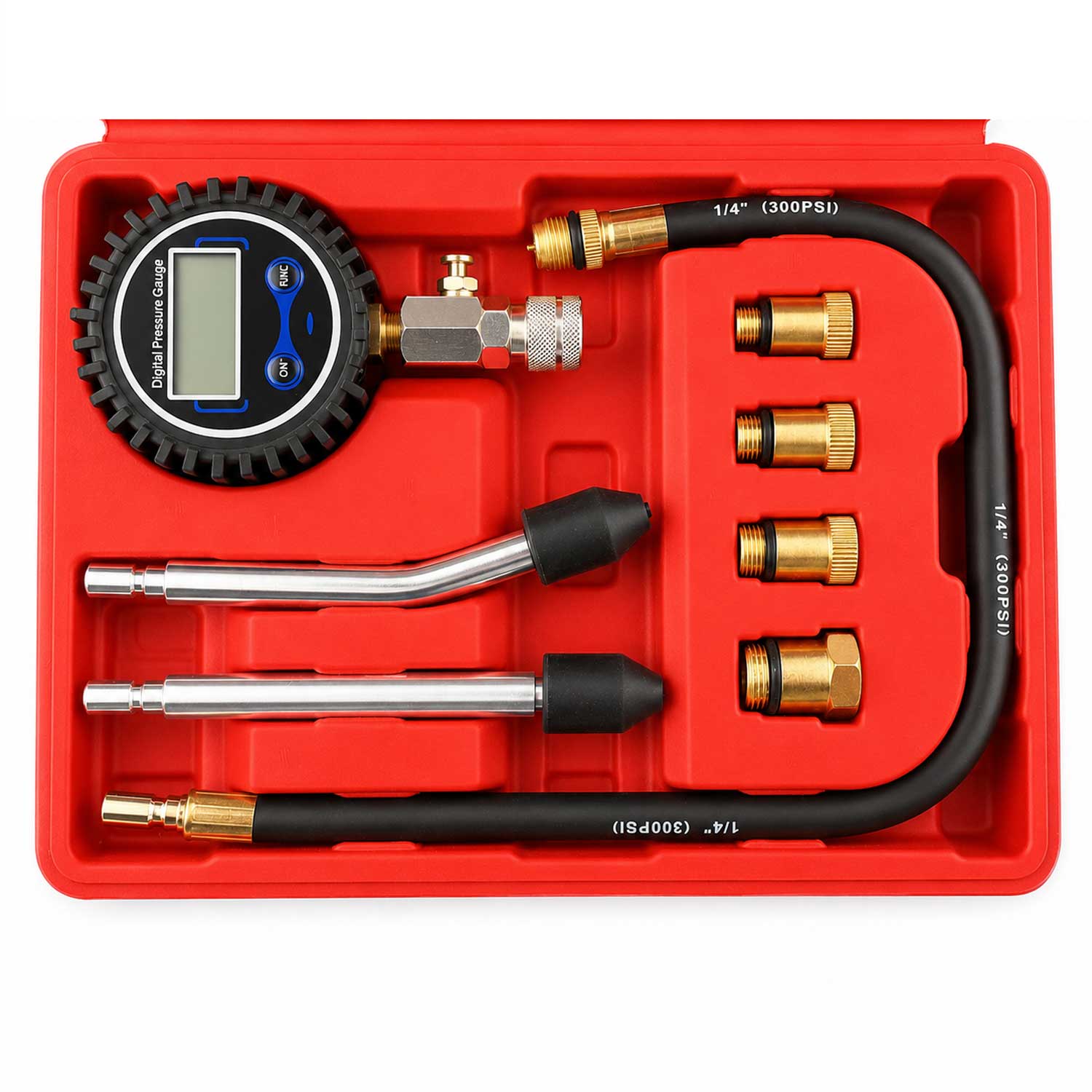 Tester kompresie - kompresiometer benzínových motorov s digitálnym manometrom 8ks Gebo Tools