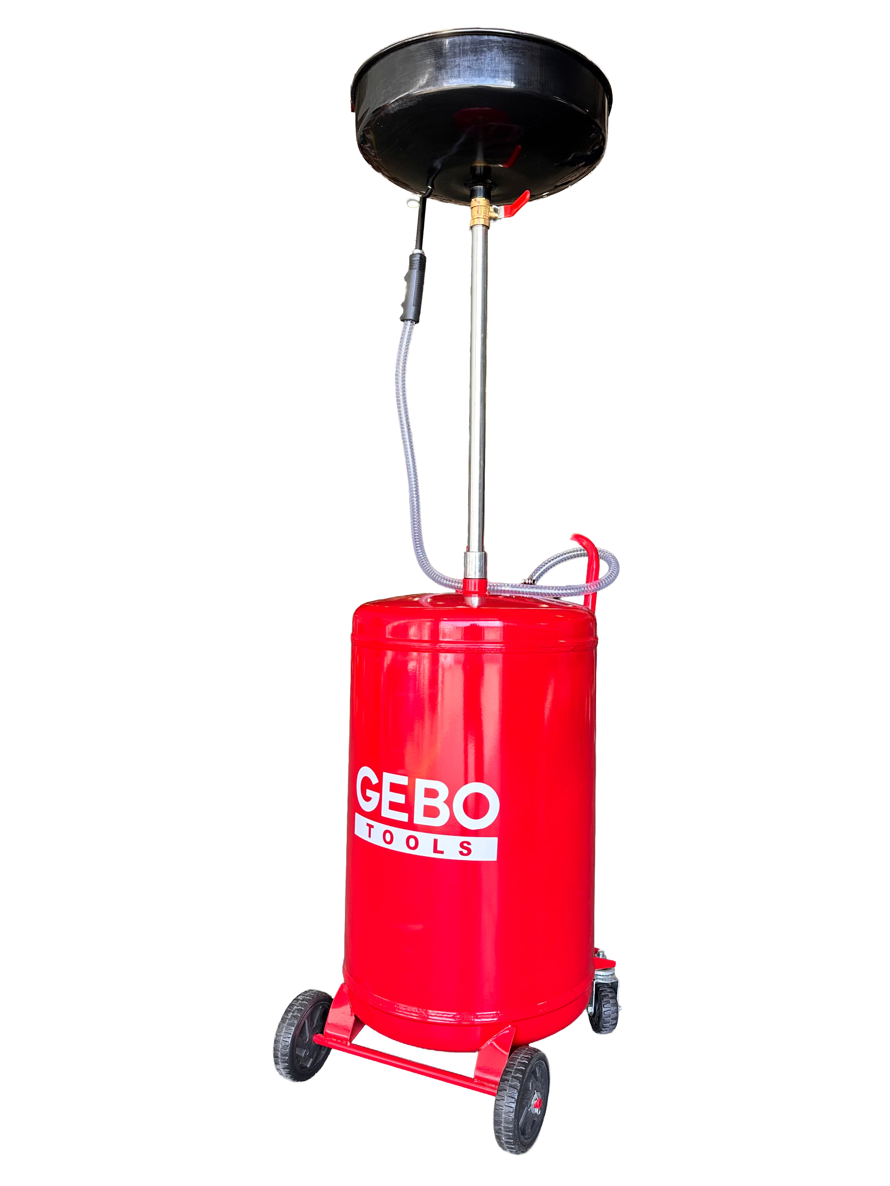 Pneumatická odsávačka oleja 70l, zberná nádoba na olej 10l, vypúšťanie 6 – 8 bar, nastaviteľná výsuvná trubica, Gebo Tools