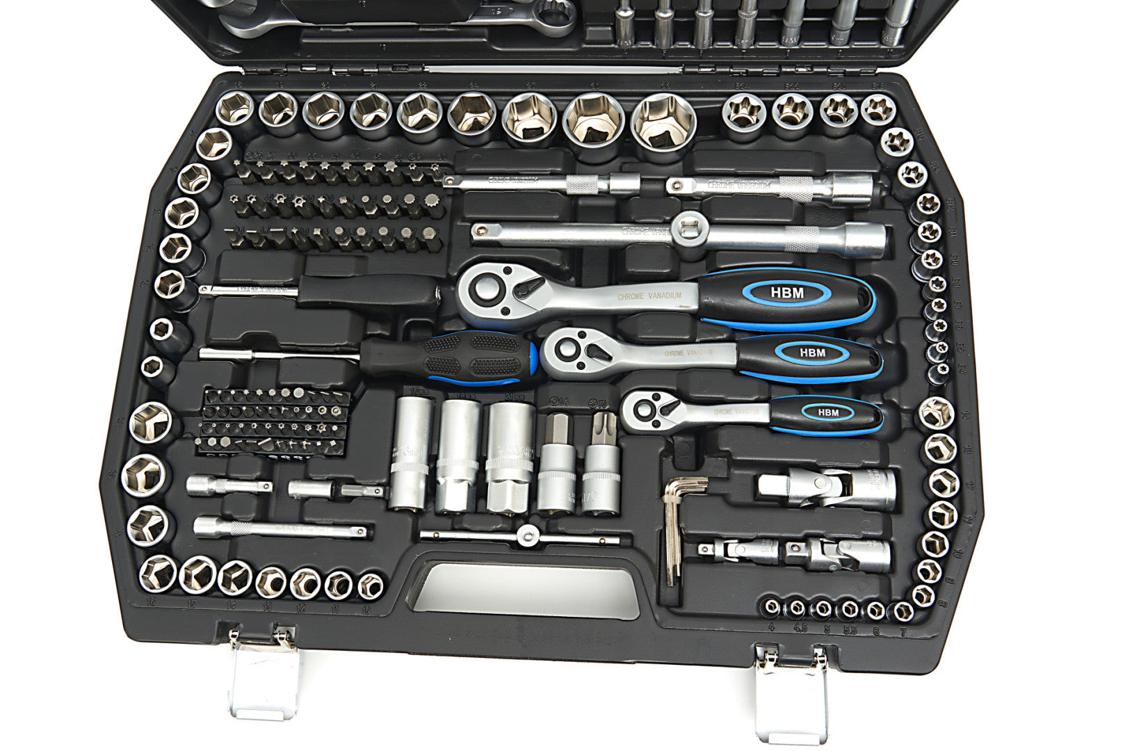 Profesionálna sada náradia s nástrčnými kľúčmi a račňami 1/2'' 3/8'' 1/4'', 216ks HBM Holandsko